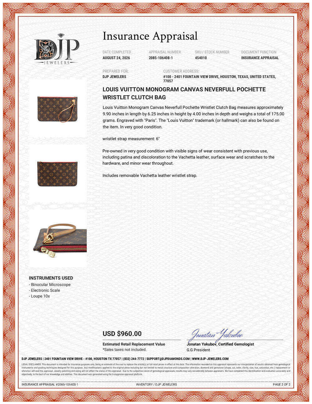 Louis Vuitton Monogram Canvas Neverfull Pochette Wristlet Clutch Bag