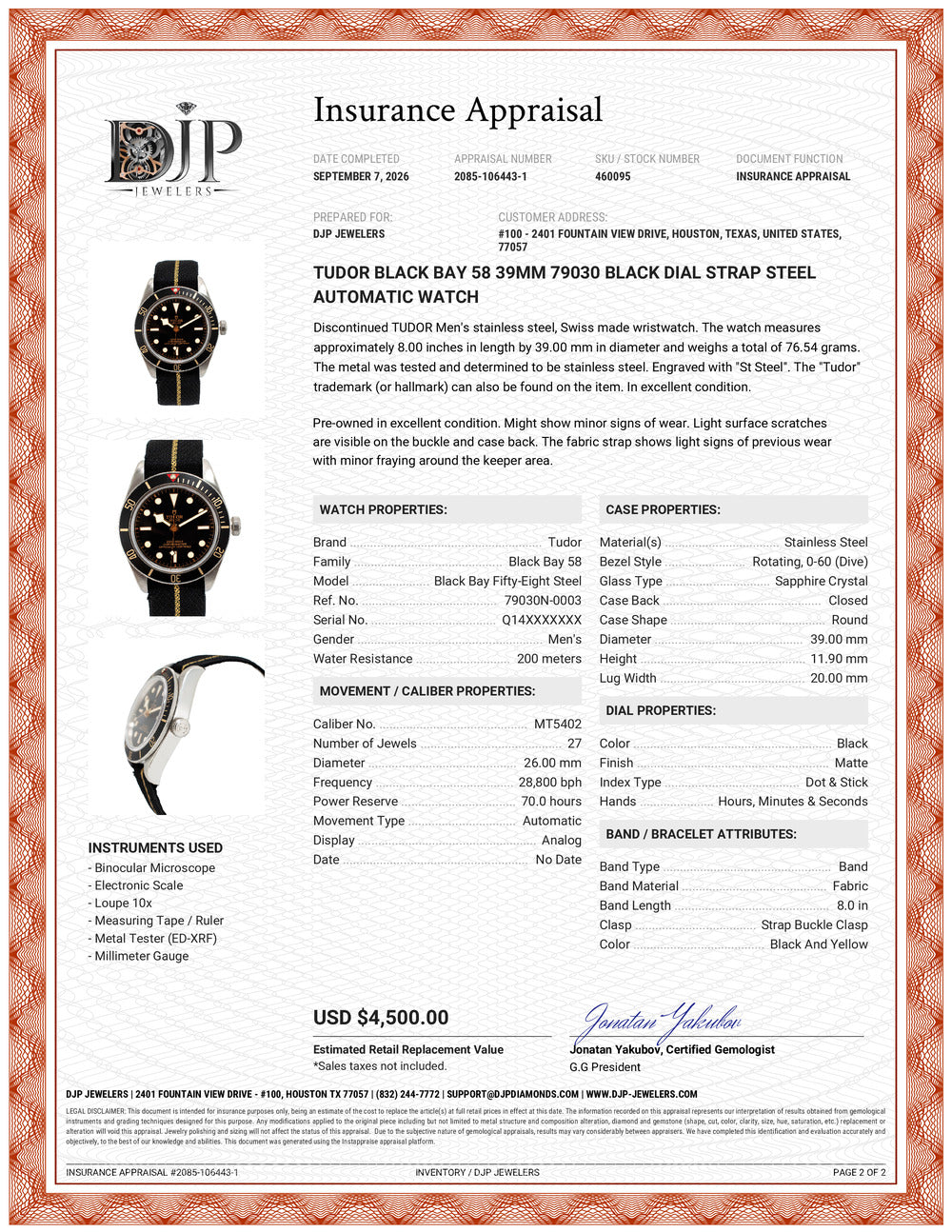 Tudor Black Bay 58 39MM 79030 Black Dial Strap Steel Automatic Watch
