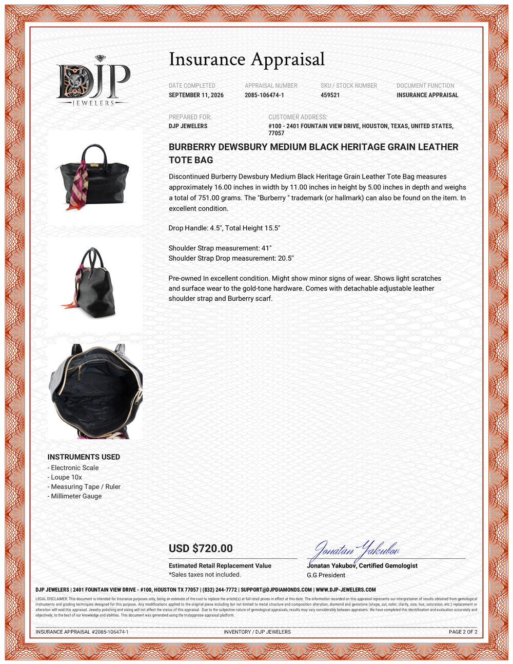 Burberry Dewsbury Medium Black Heritage Grain Leather Tote Bag