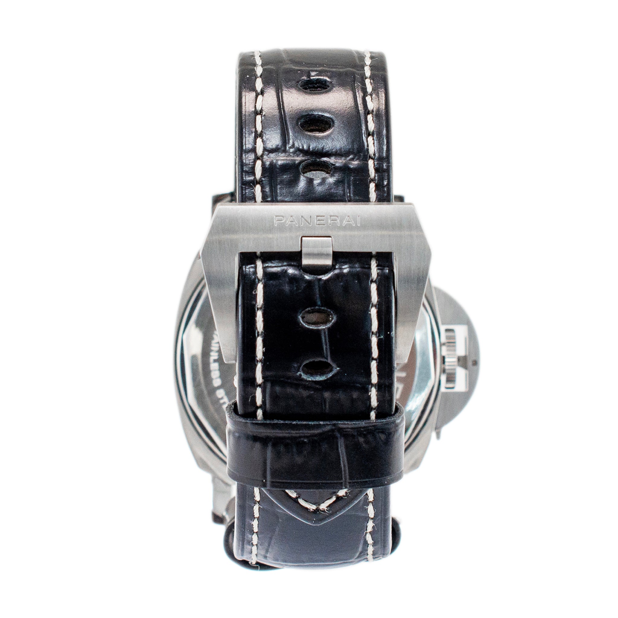 Panerai Luminor Base Logo 44MM OP6834 Black Leather Strap Steel Watch