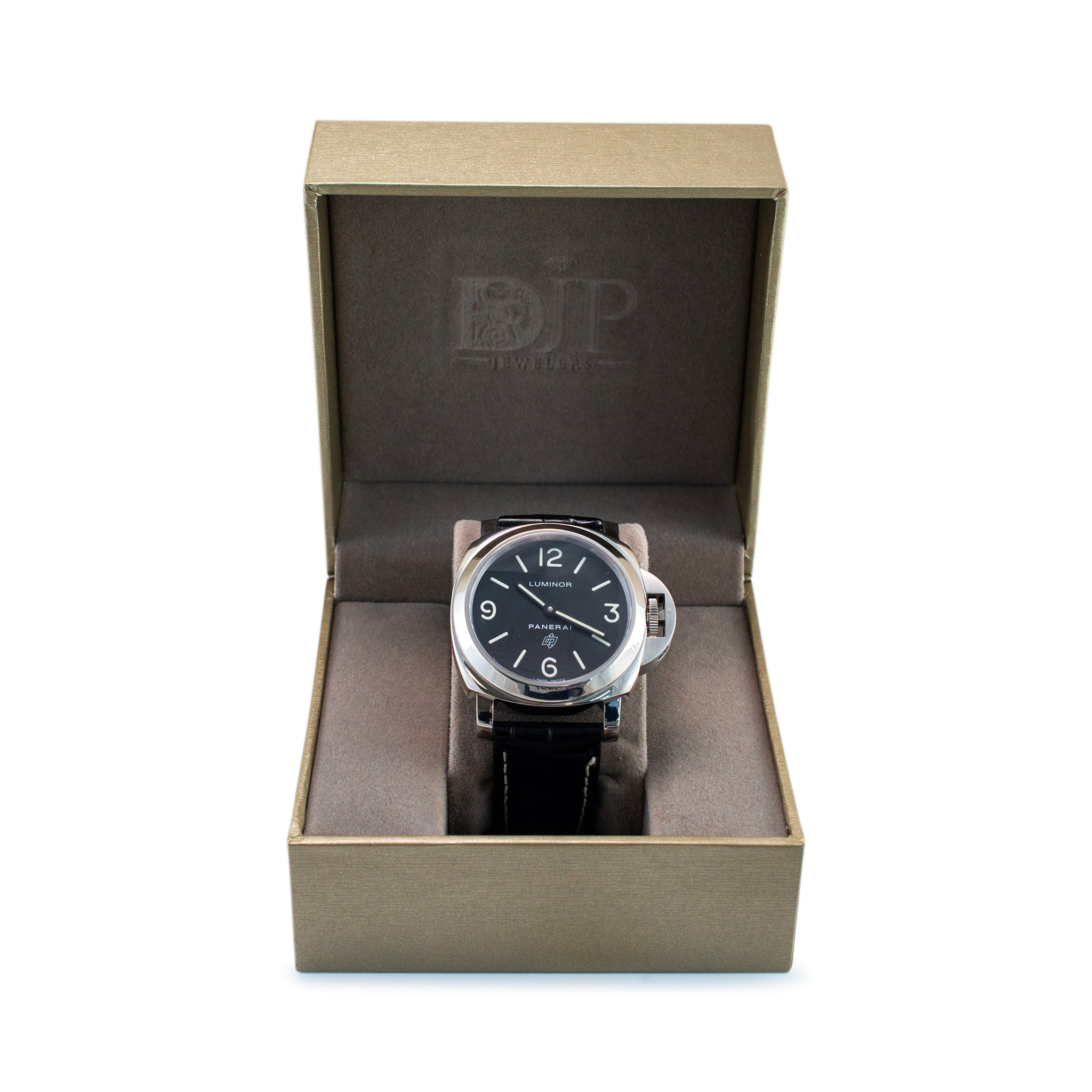 Panerai Luminor Base Logo 44MM OP6834 Black Leather Strap Steel Watch