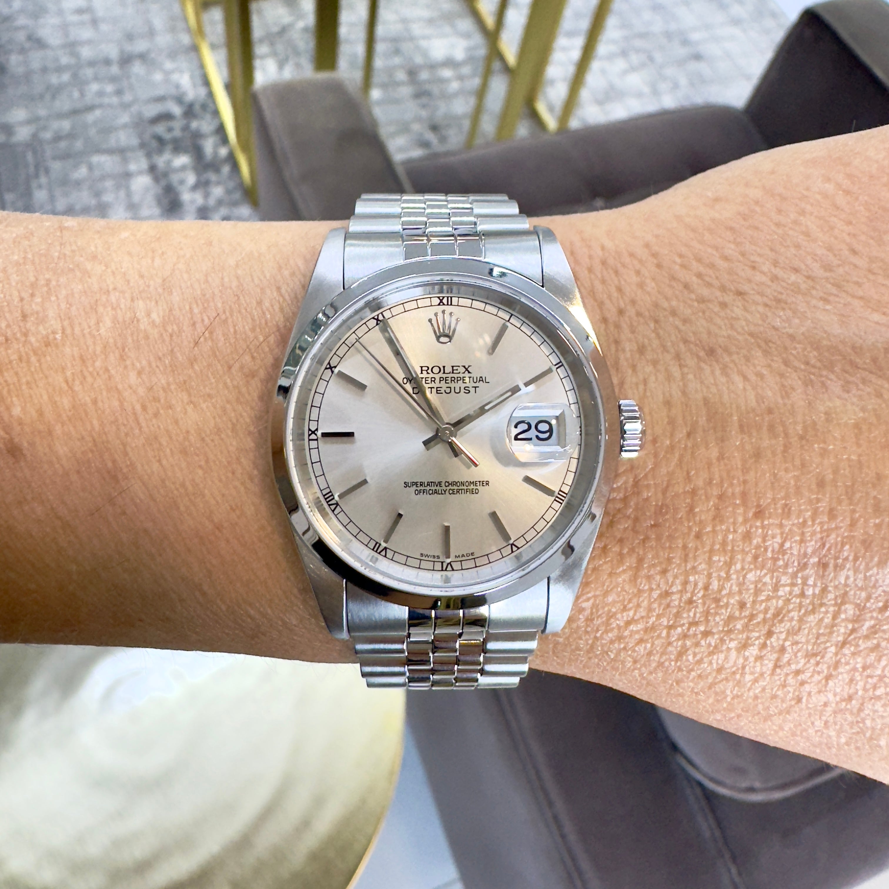 Rolex Datejust 36MM 16200 Silver Dial Jubilee Stainless Steel Watch