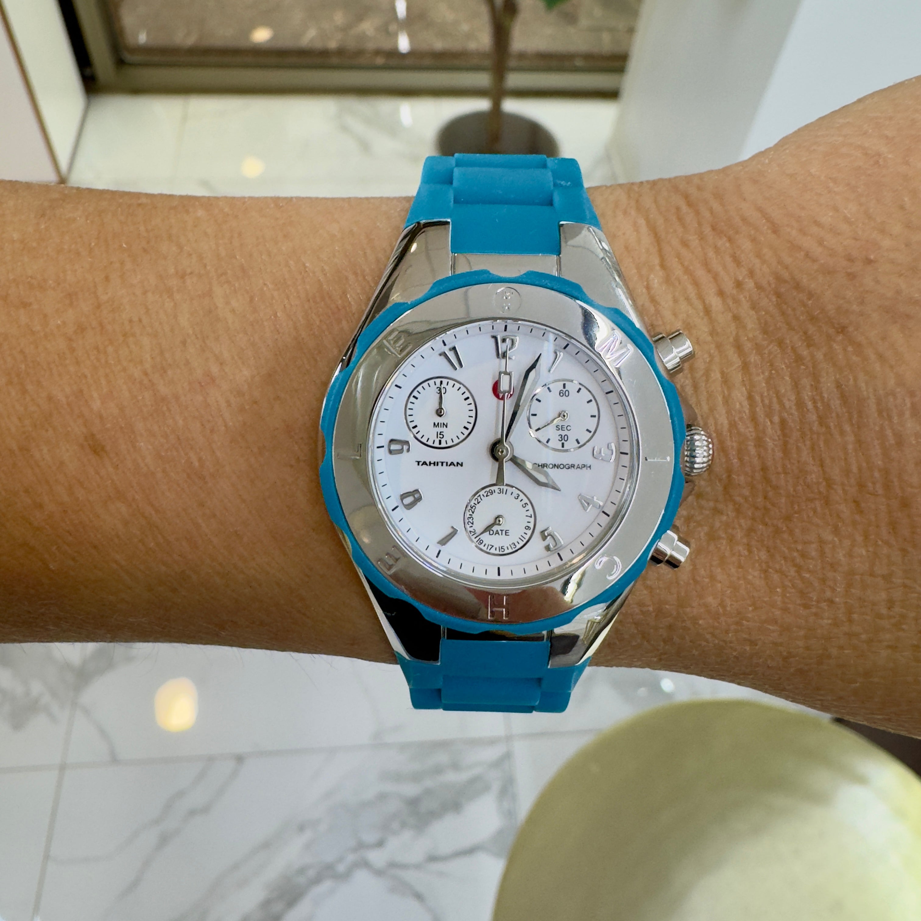 Michele Tahitian Jelly Bean MWW12D000002 Blue Quartz Stainless Watch