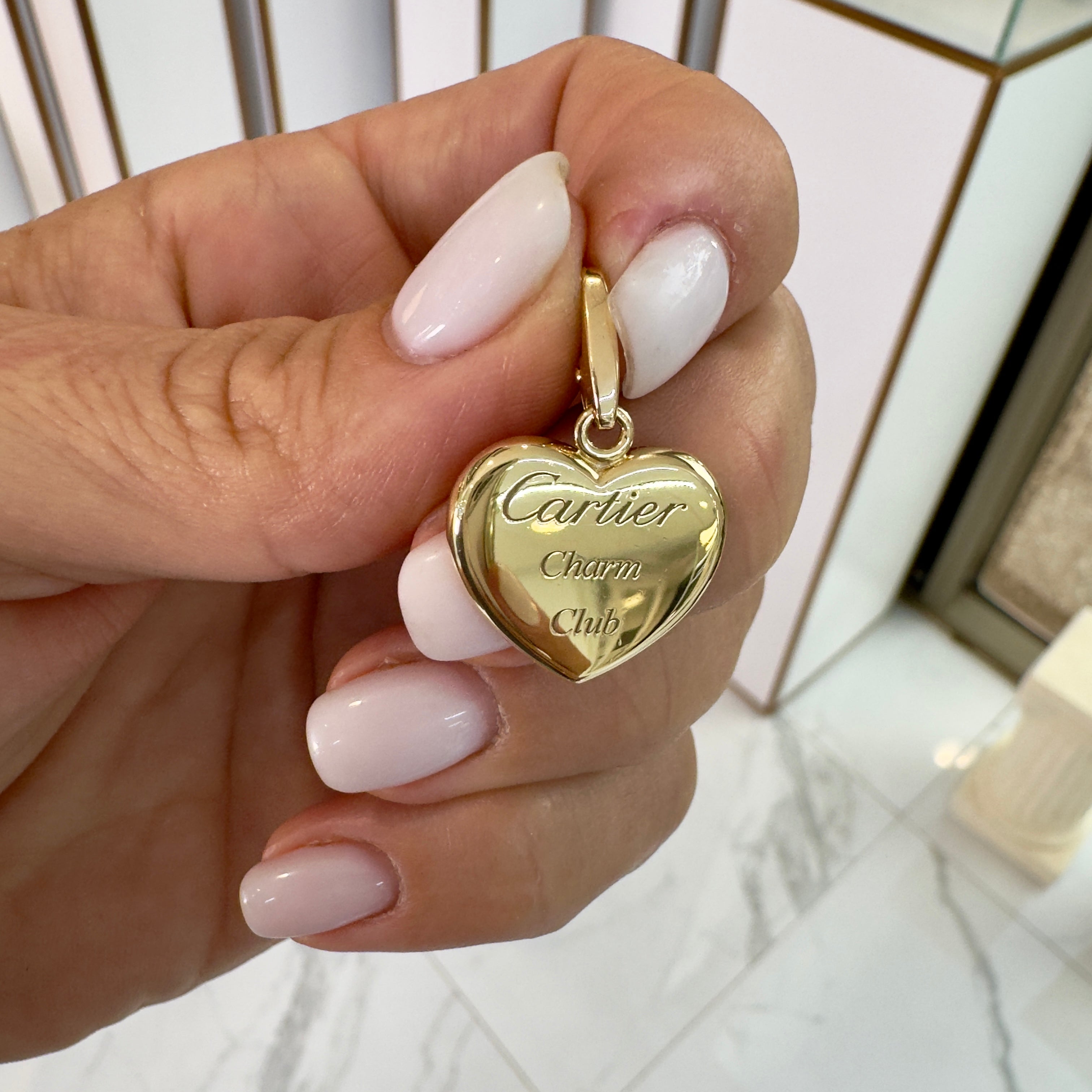 Vintage Cartier 18K Yellow Gold Charm Club Heart Pendant