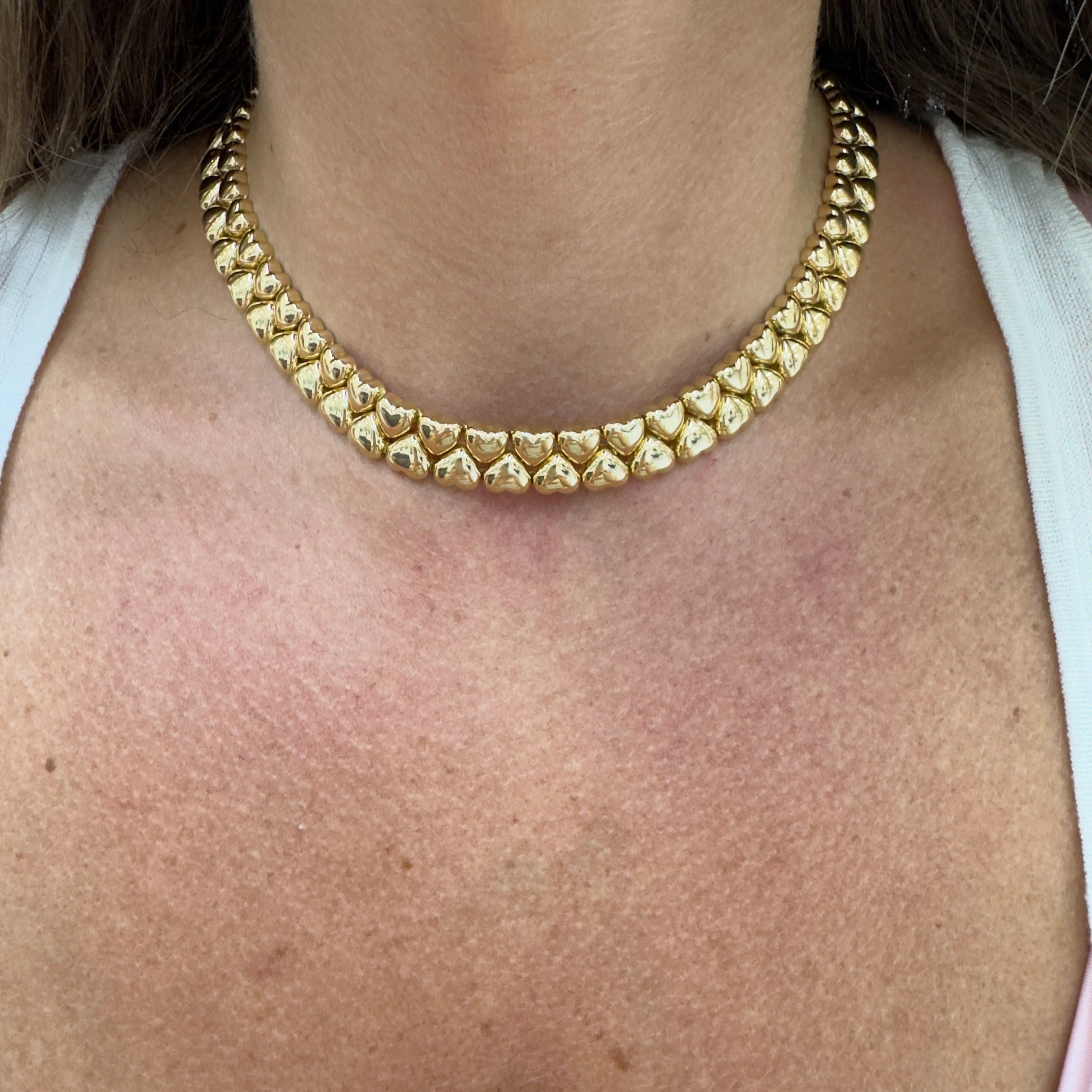 1994 Vintage Cartier Heart Collier 18K Yellow Gold Choker Necklace