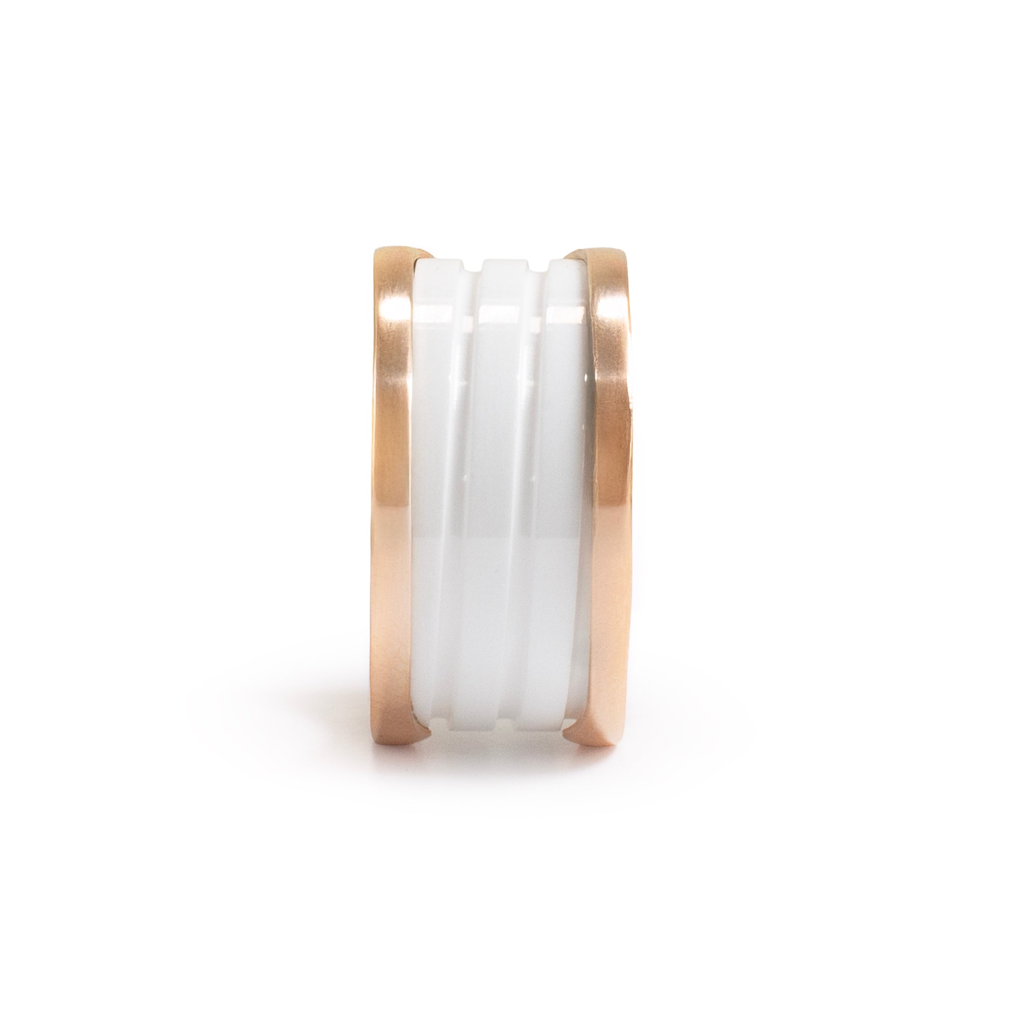 Bvlgari b.zero1 Collection 18K Rose Gold White Ceramic Two Tone 4 Band