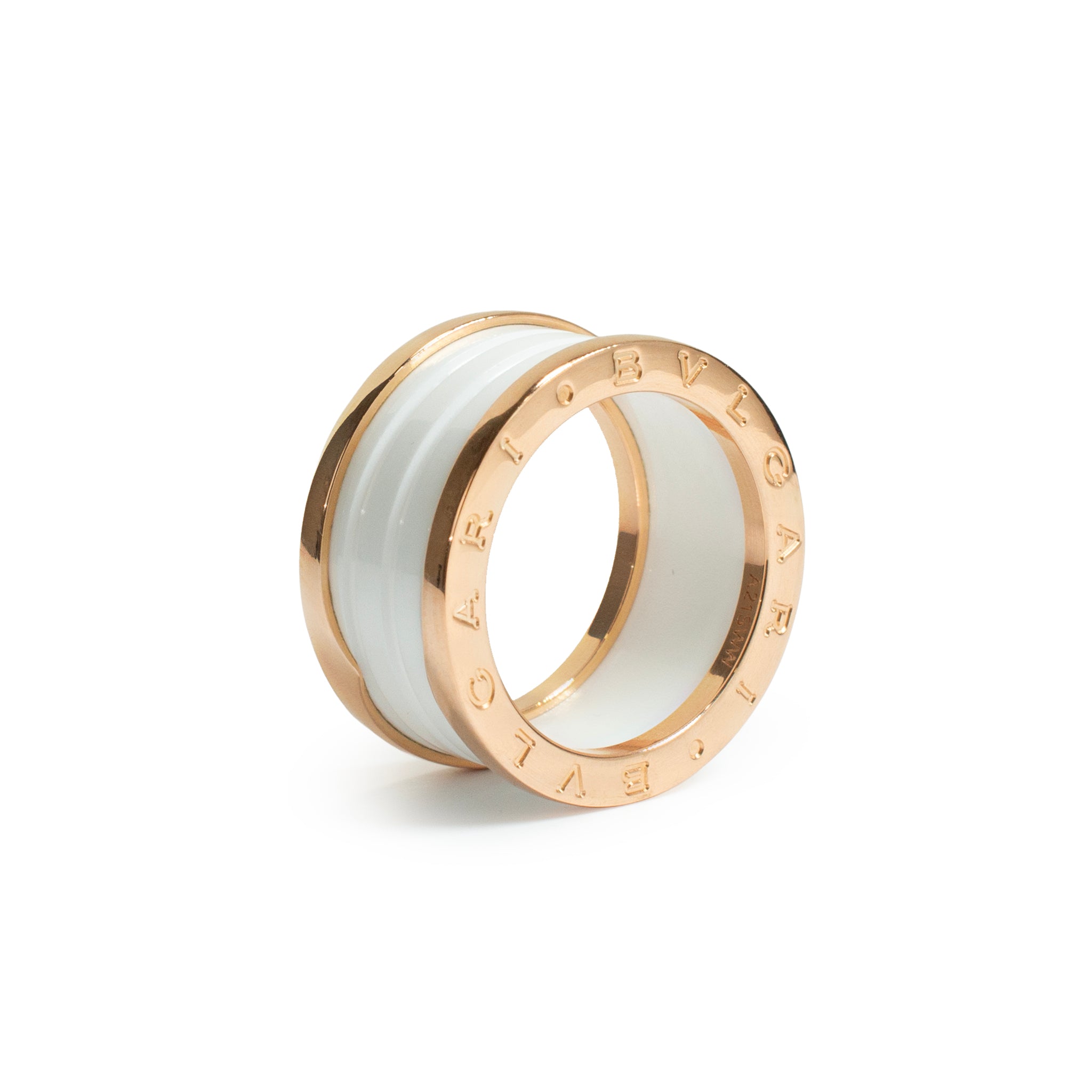 Bvlgari b.zero1 Collection 18K Rose Gold White Ceramic Two Tone 4 Band