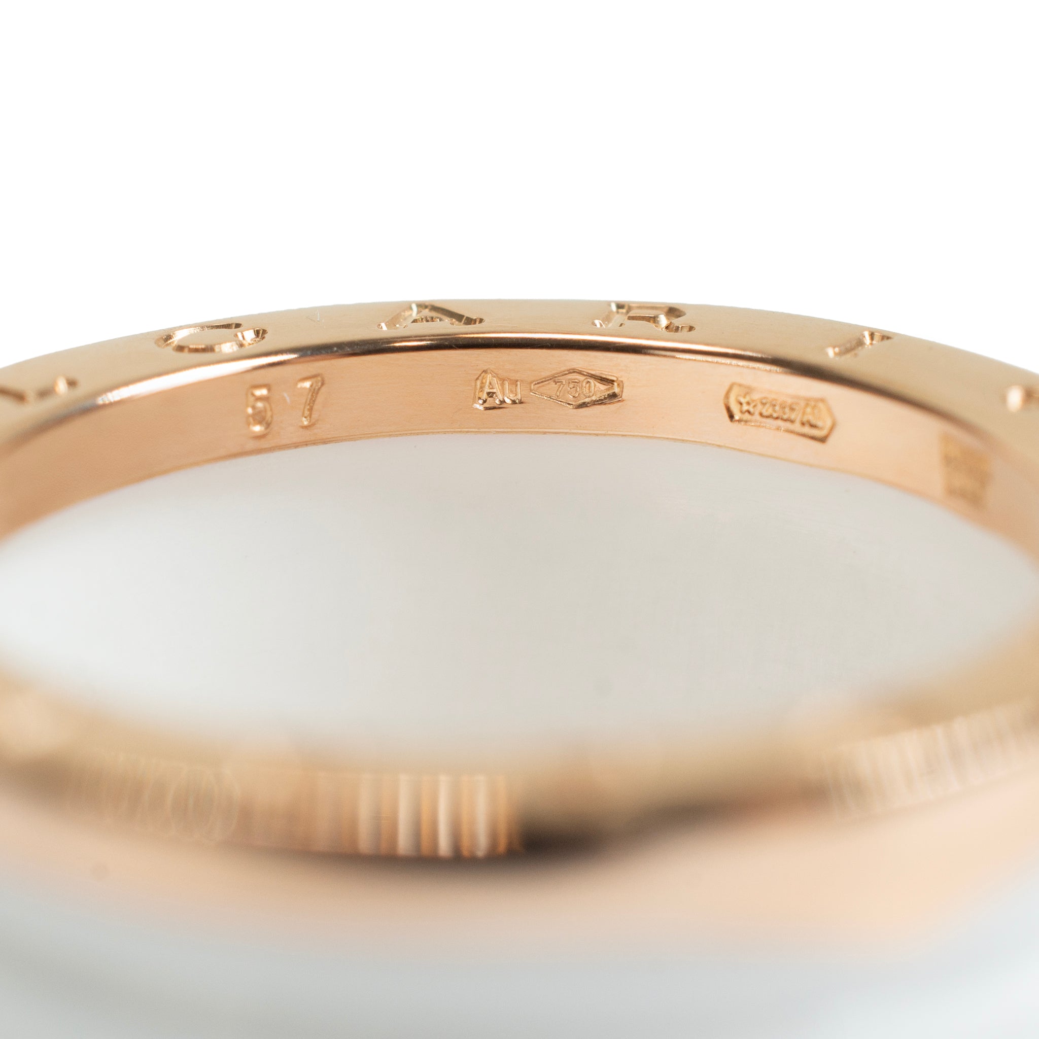 Bvlgari b.zero1 Collection 18K Rose Gold White Ceramic Two Tone 4 Band Ring