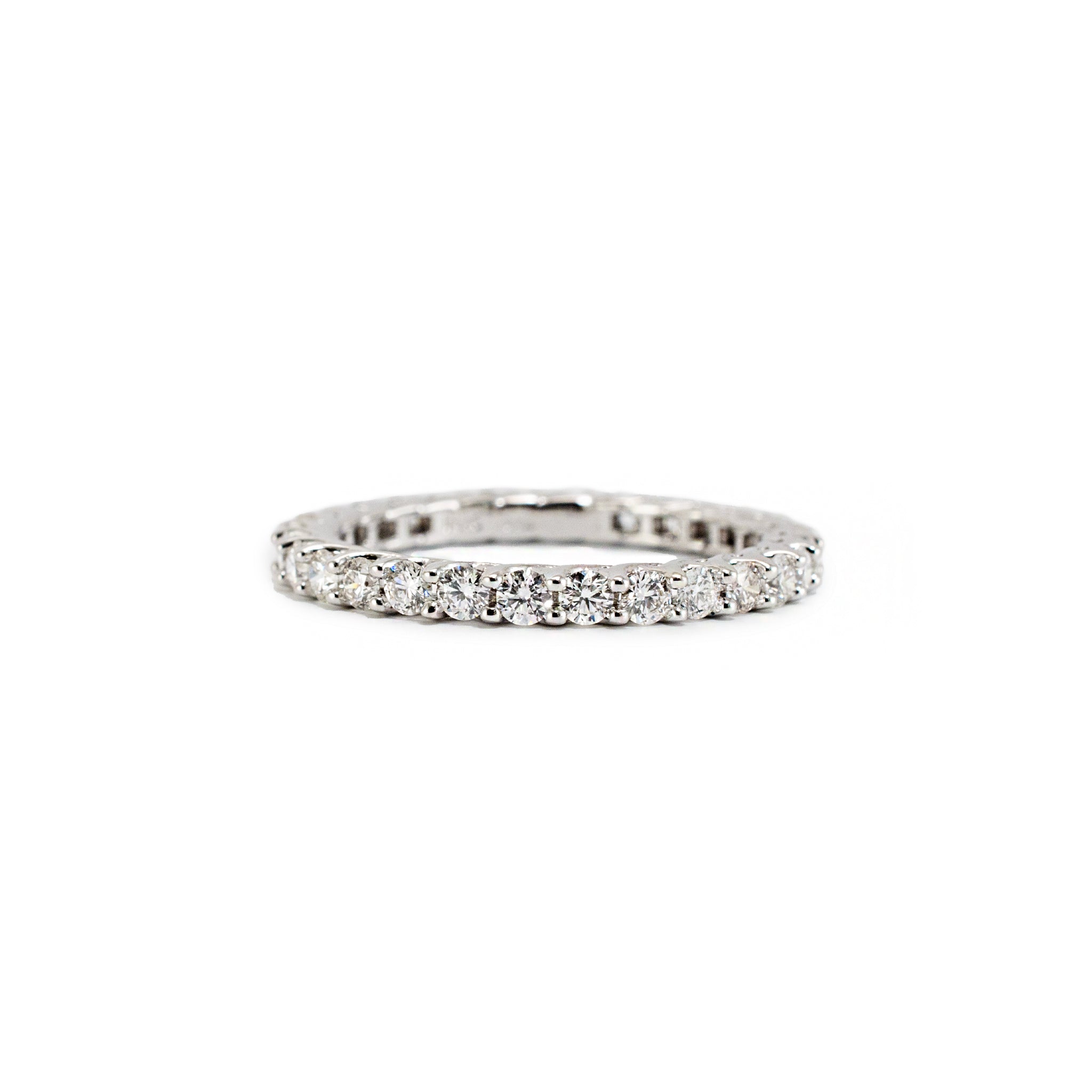 Ladies 18K White Gold U Prong Set 0.90ct Diamond Full Eternity Wedding Band Ring