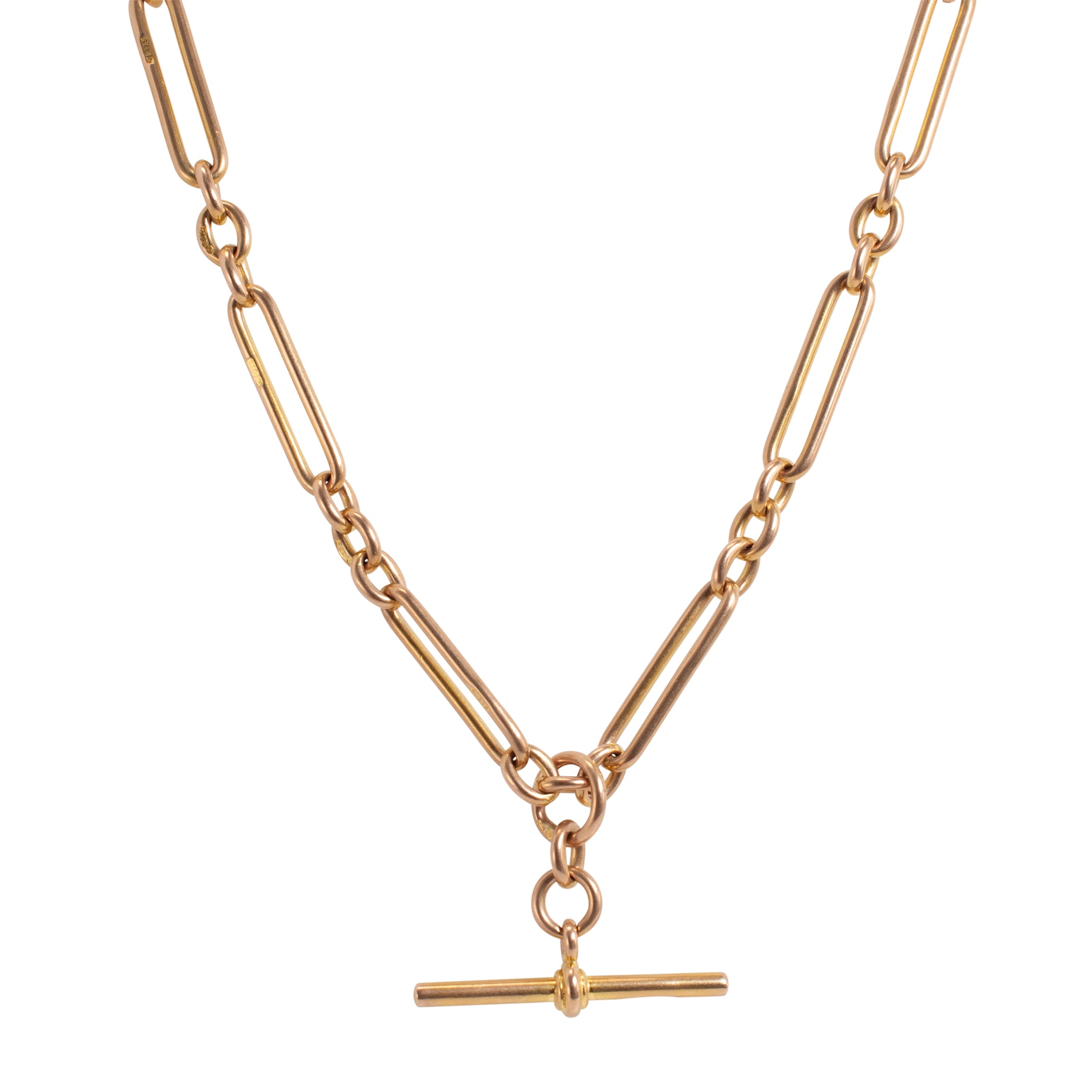 Antique Victorian 9K 375 Gold Watch Chain Paper Clip Link Necklace