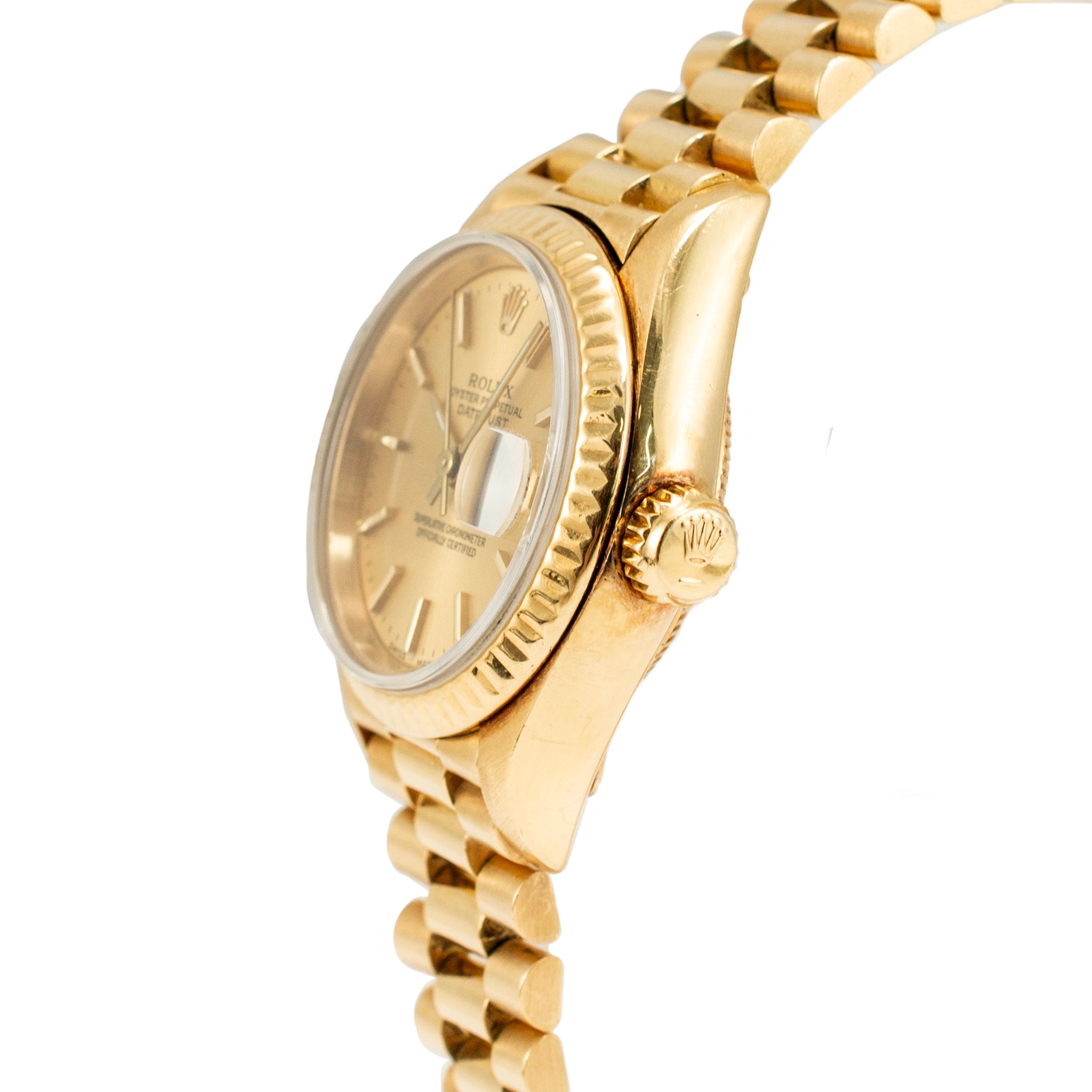 1983 Rolex Ladies Datejust 26MM 69178 Champagne President 18K Yellow Gold Watch