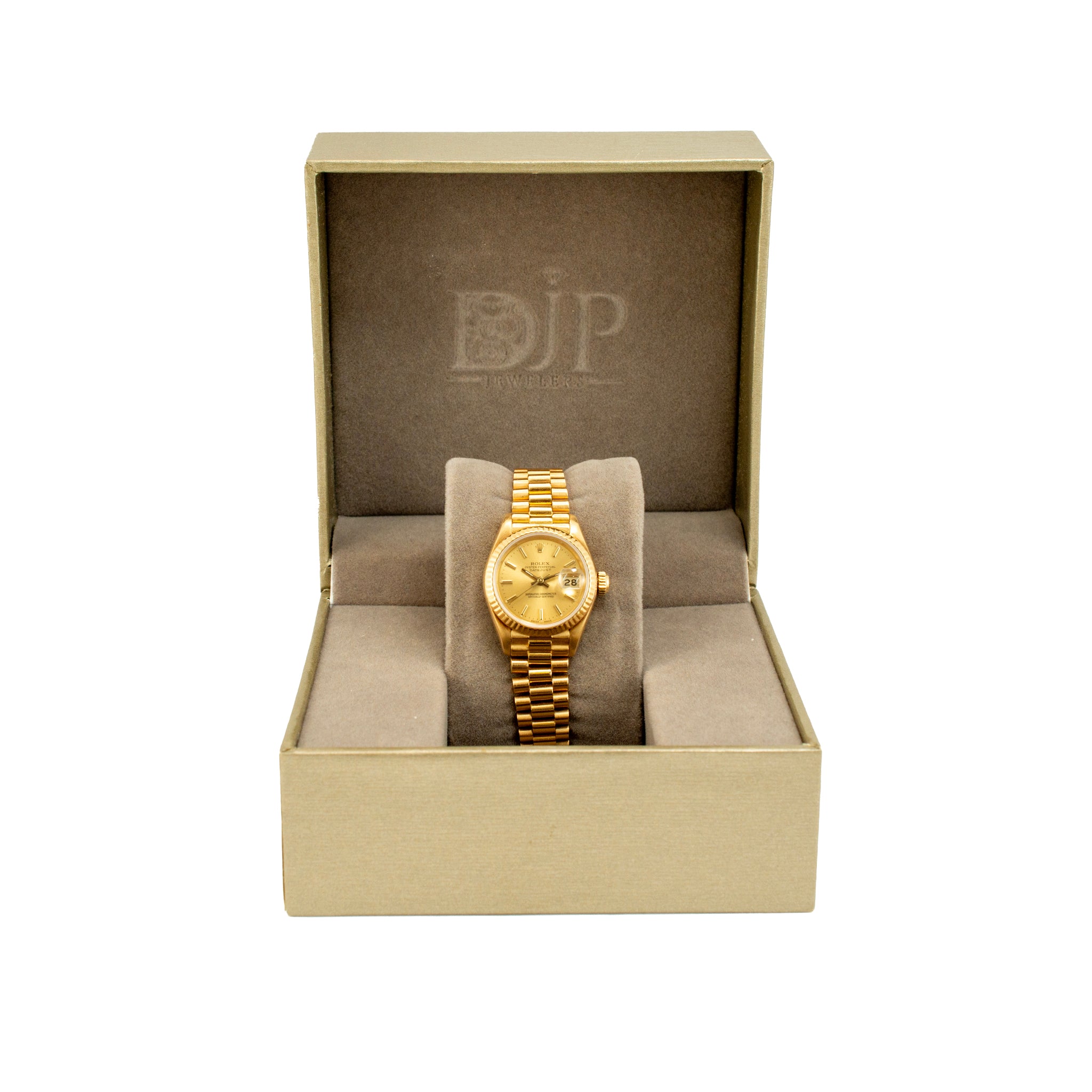 1983 Rolex Ladies Datejust 26MM 69178 Champagne President 18K Yellow Gold Watch