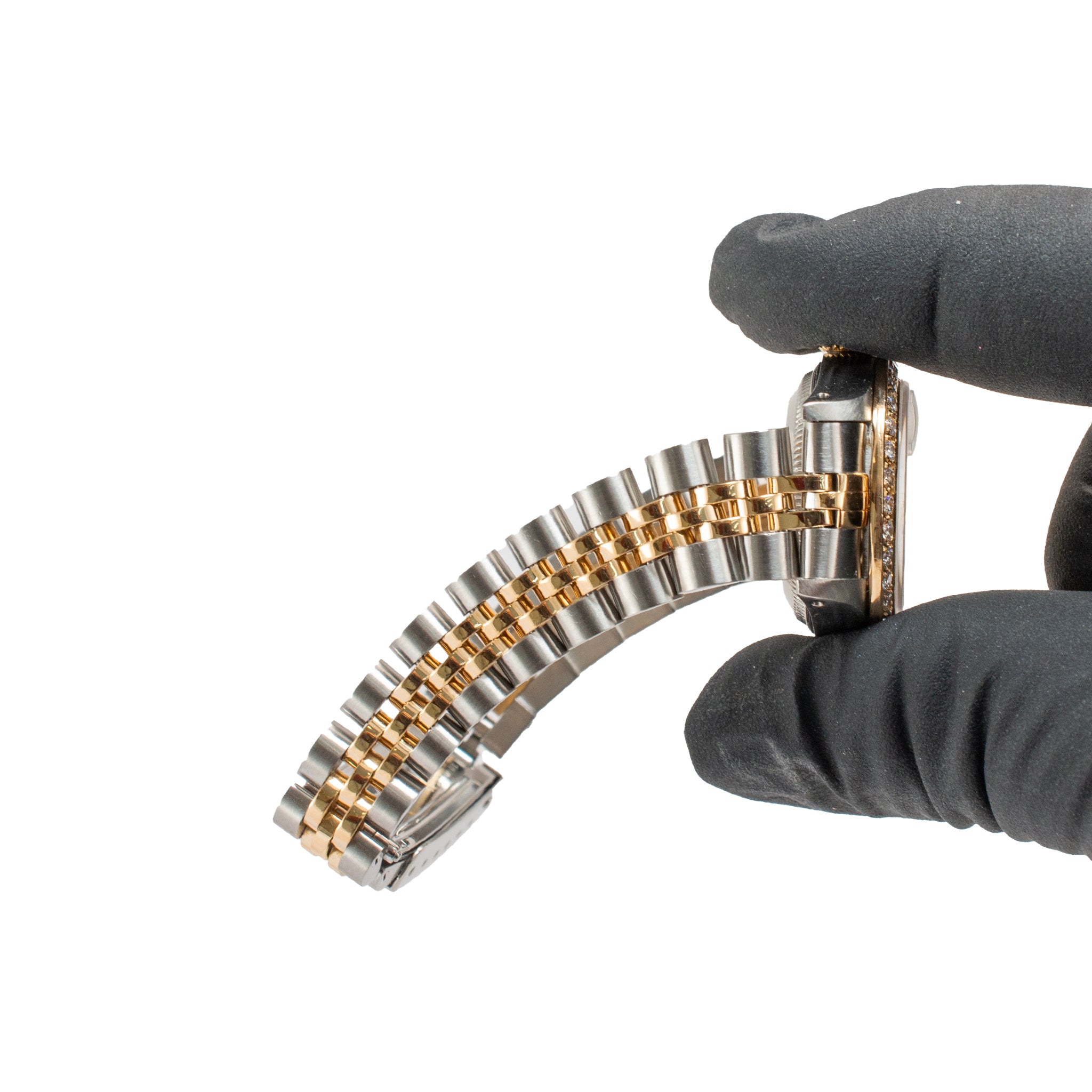 Rolex Ladies Datejust 26MM 69173 Diamond Bezel Jubilee Yellow Gold Steel Watch