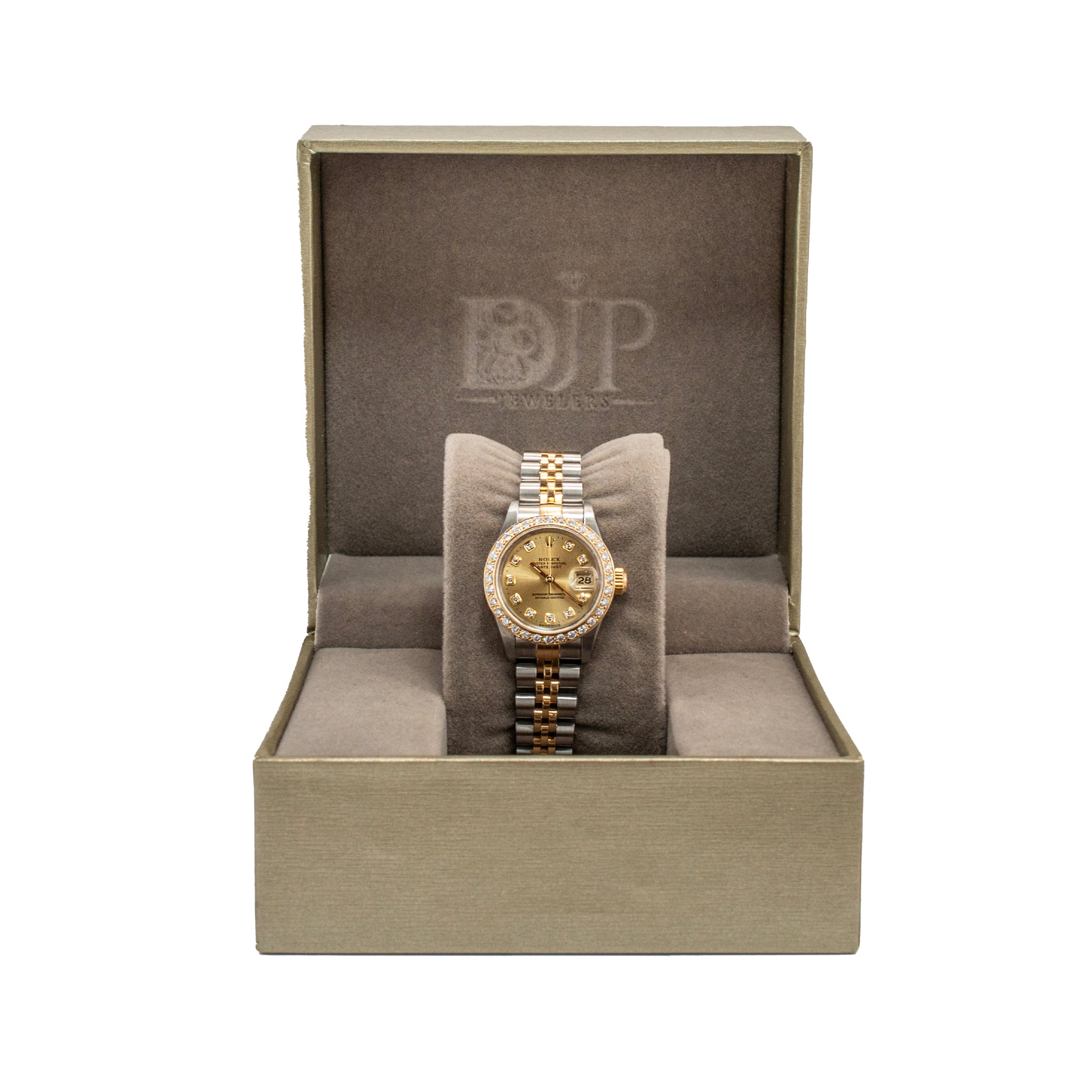 Rolex Ladies Datejust 26MM 69173 Diamond Bezel Jubilee Yellow Gold Steel Watch