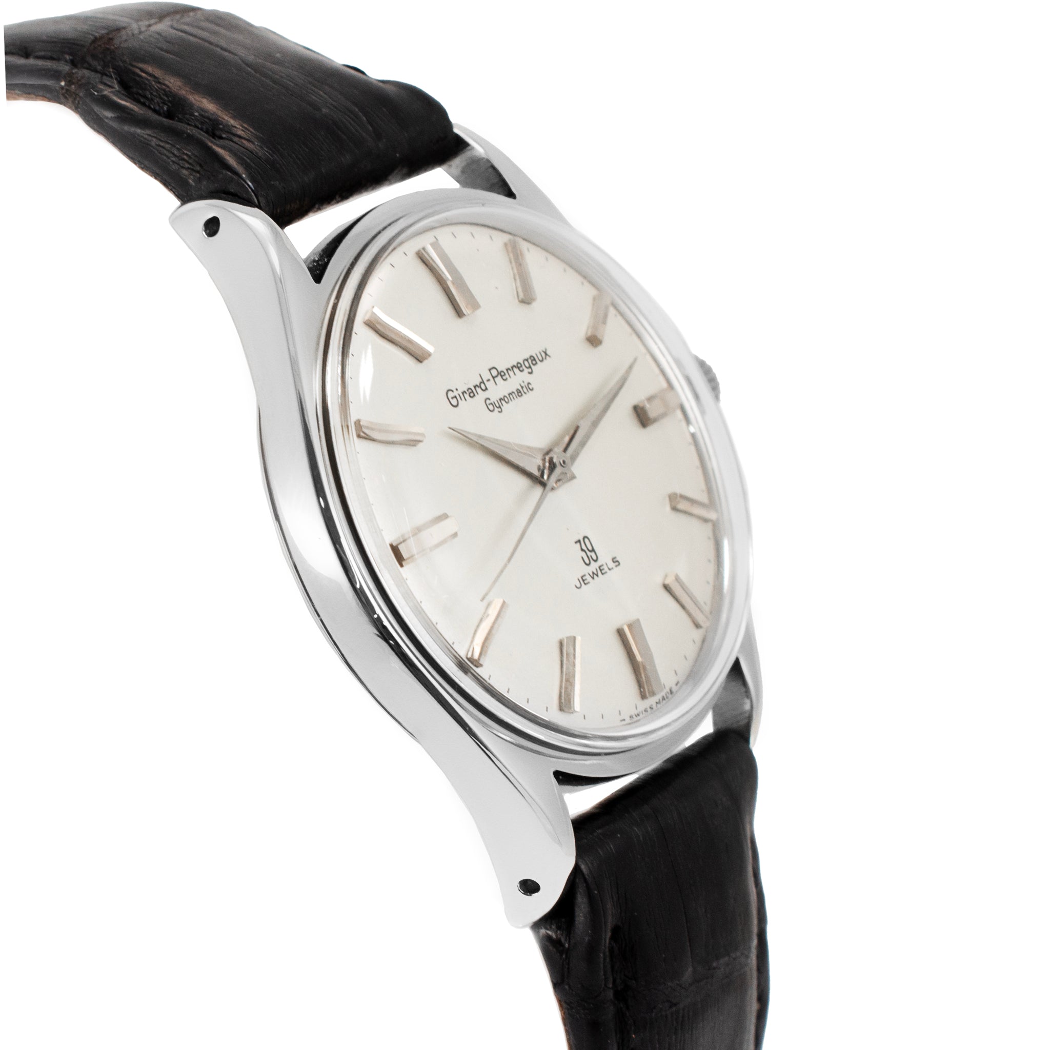 Vintage 1960’s Girard-Perregaux Gyromatic 34MM 39 Jewels Steel Automatic Watch