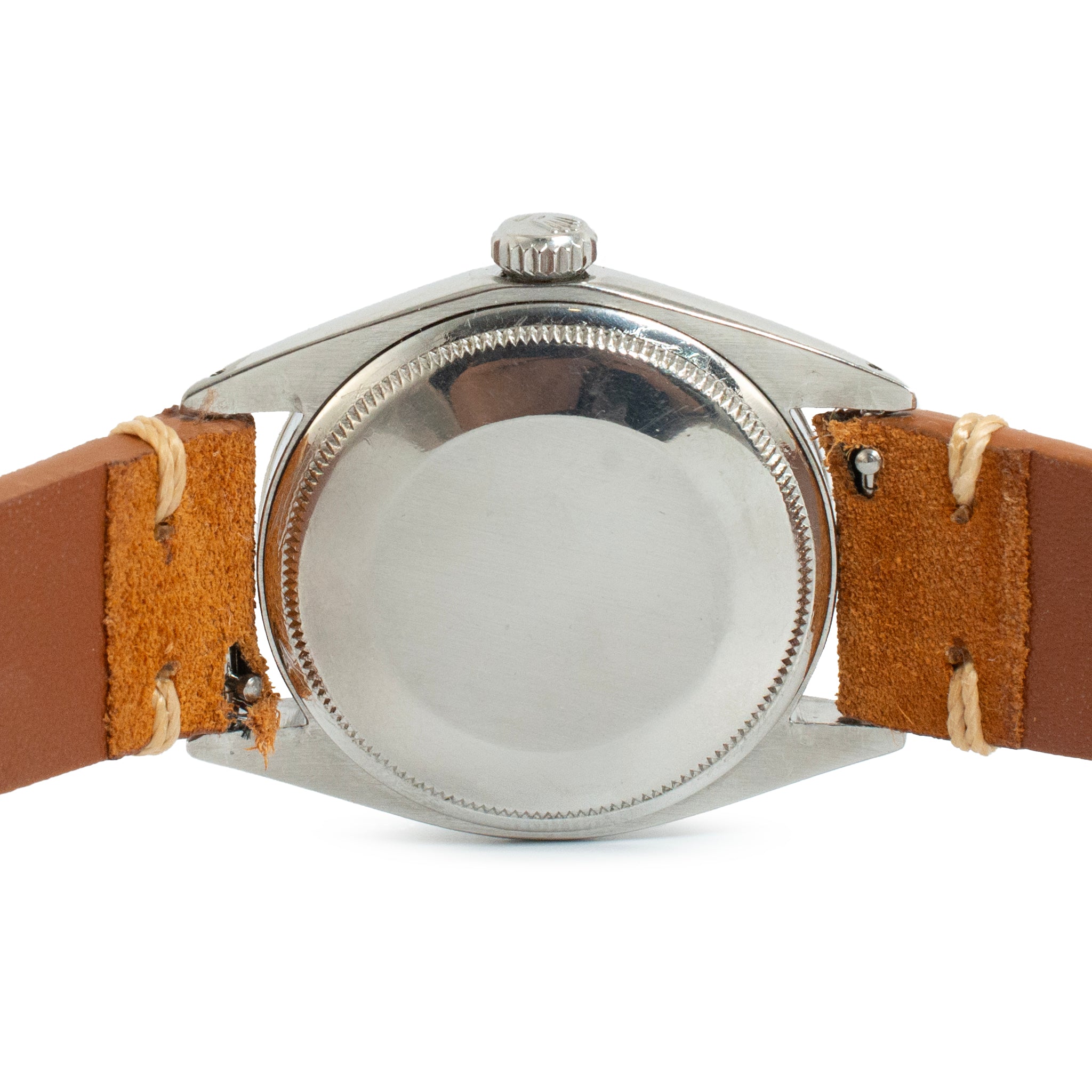 Vintage 1969 Rolex Oyster Perpetual Date 34MM 1500 Brown Leather Steel Watch