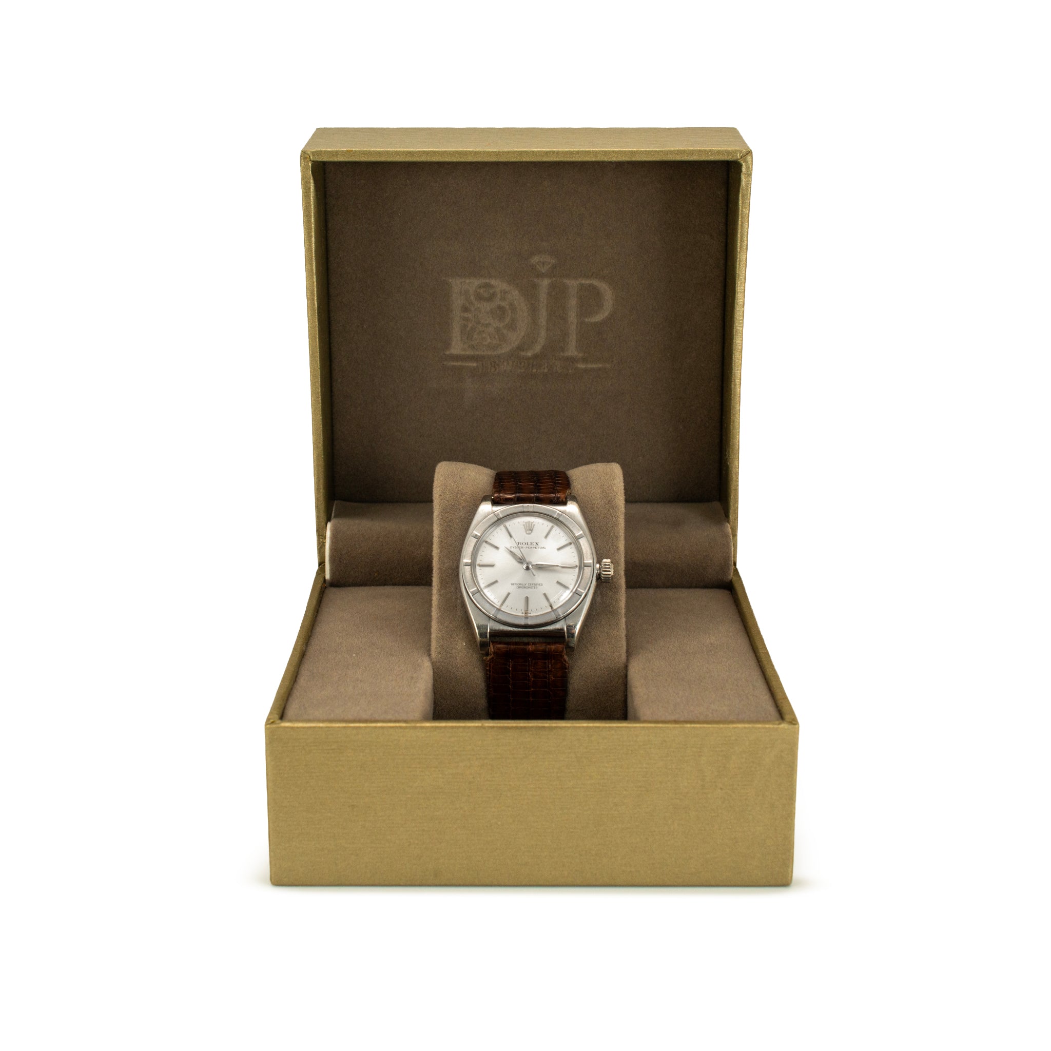 Vintage Rolex Oyster Perpetual 32MM 3372 Brown Bubble Back Steel Automatic Watch