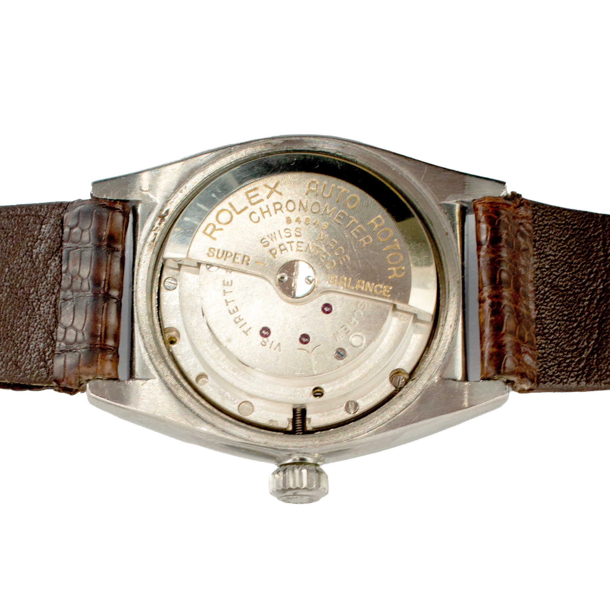 Vintage Rolex Oyster Perpetual 32MM 3372 Brown Bubble Back Steel Automatic Watch