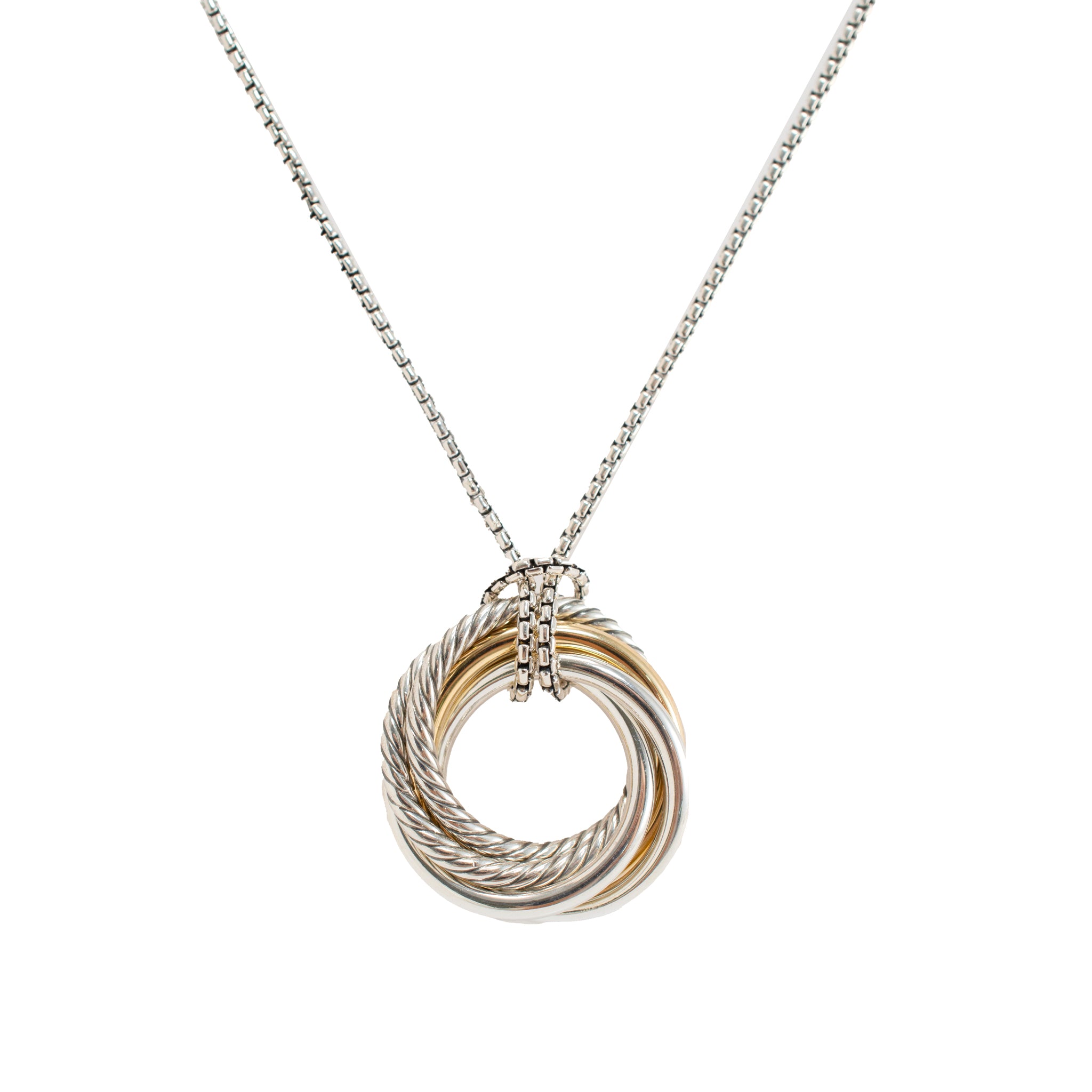 David Yurman Sterling Silver & 14K Gold 37MM Crossover Two Tone Pendant Necklace