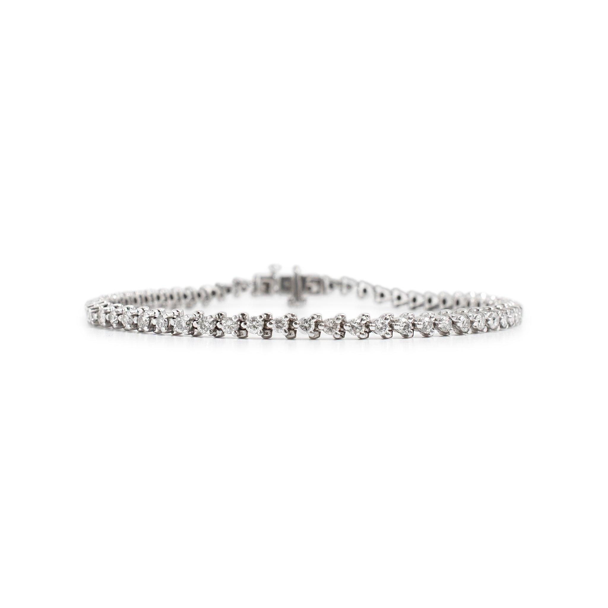 Ladies 14K White Gold 3-Prong 2.28ct Diamond Tennis Bracelet