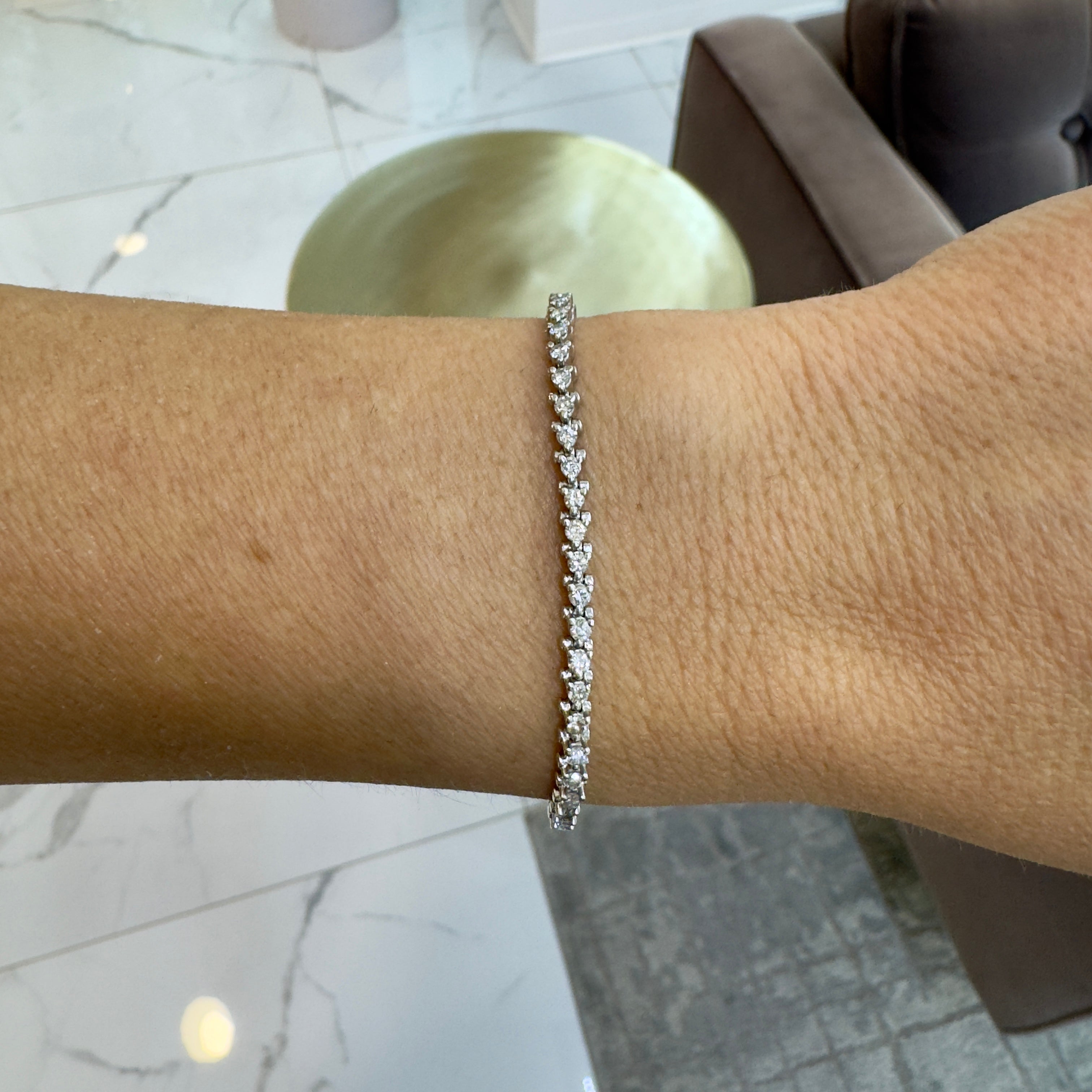 Ladies 14K White Gold 3-Prong 2.28ct Diamond Tennis Bracelet