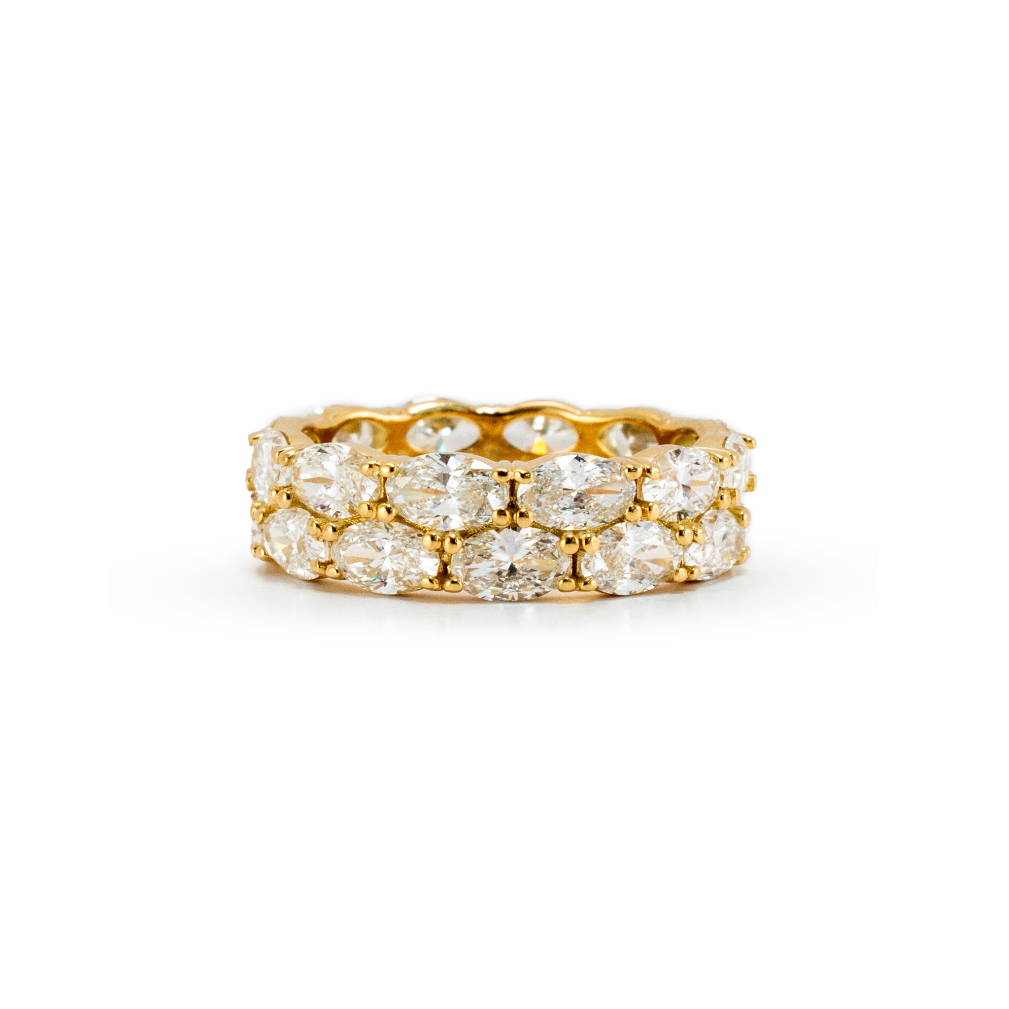 18K Yellow Gold 4.84ct Oval Lab Diamond North South Double Eternity Band Ring