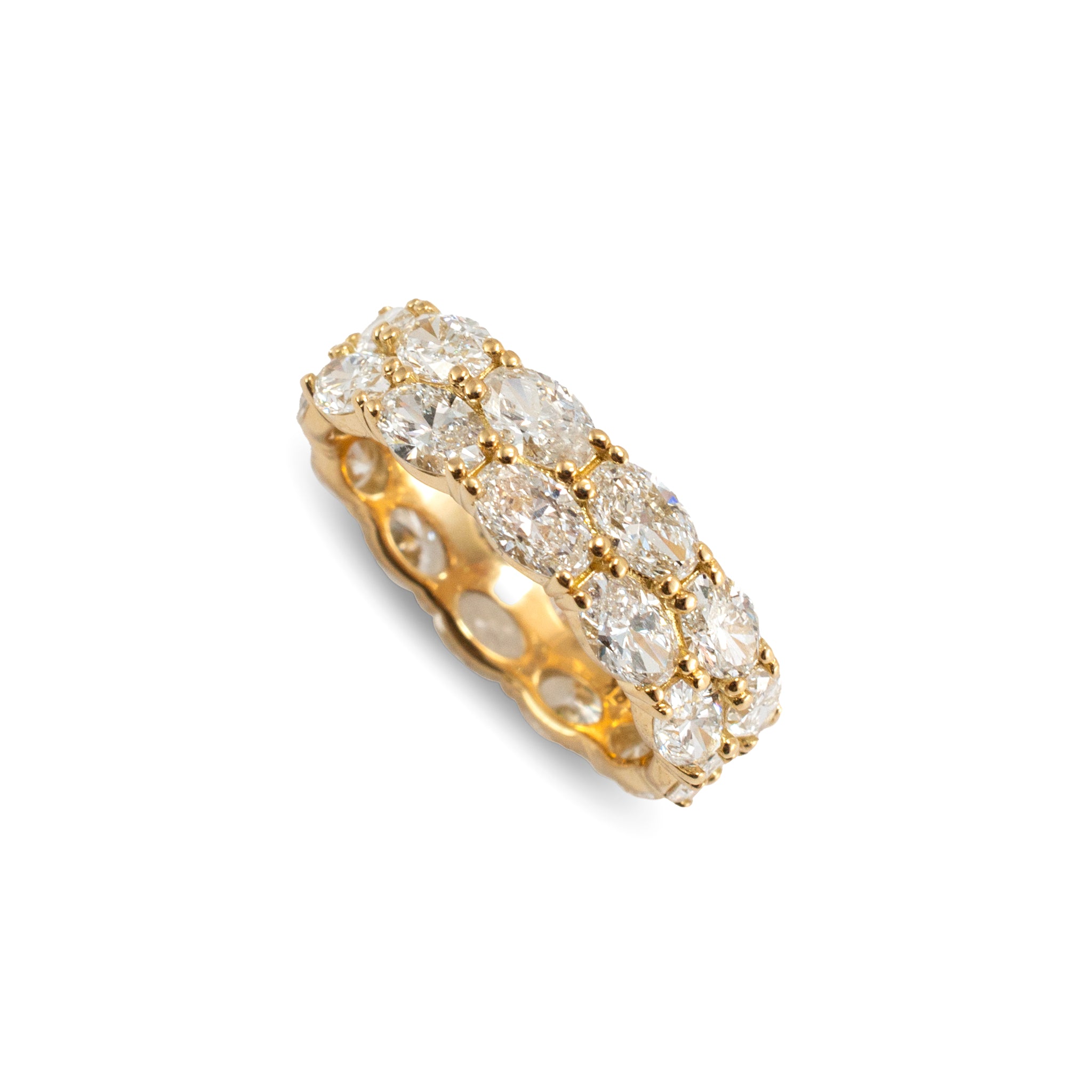 18K Yellow Gold 4.84ct Oval Lab Diamond North South Double Eternity Band Ring