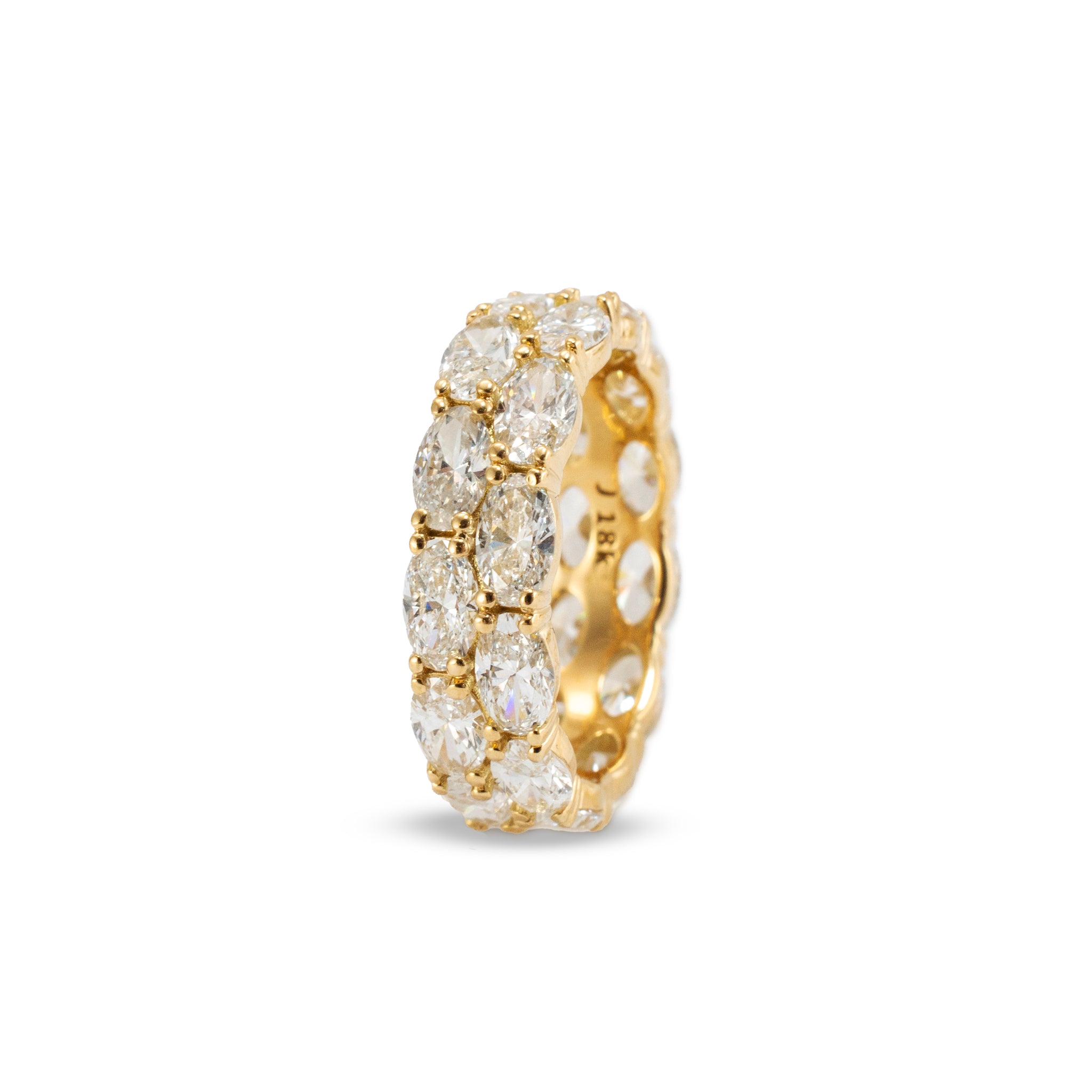 18K Yellow Gold 4.84ct Oval Lab Diamond North South Double Eternity Band Ring