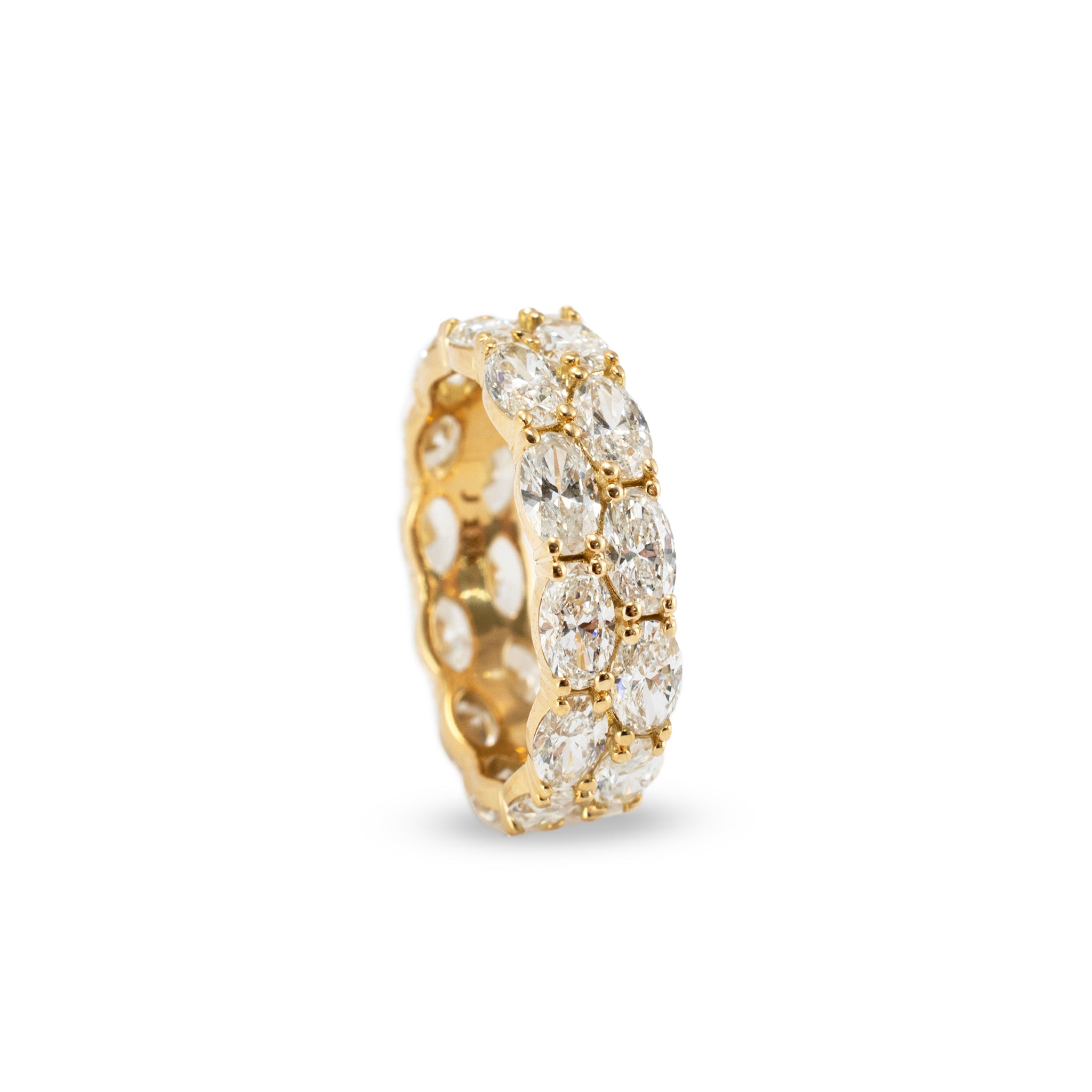 18K Yellow Gold 4.84ct Oval Lab Diamond North South Double Eternity Band Ring