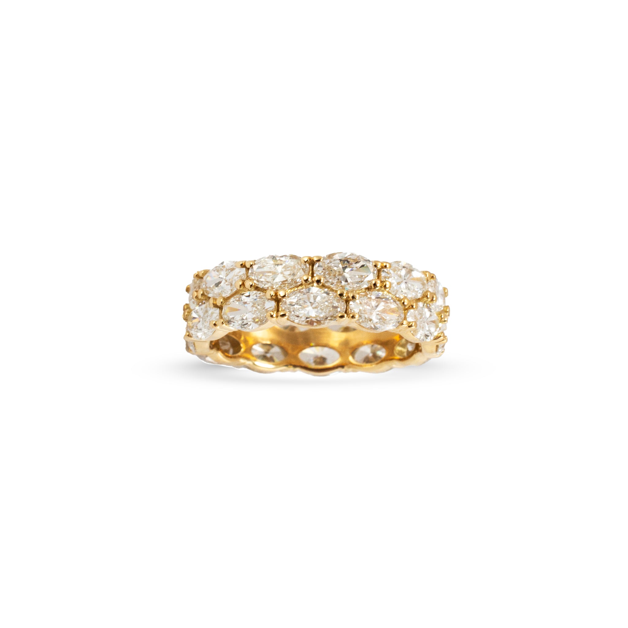 18K Yellow Gold 4.84ct Oval Lab Diamond North South Double Eternity Band Ring
