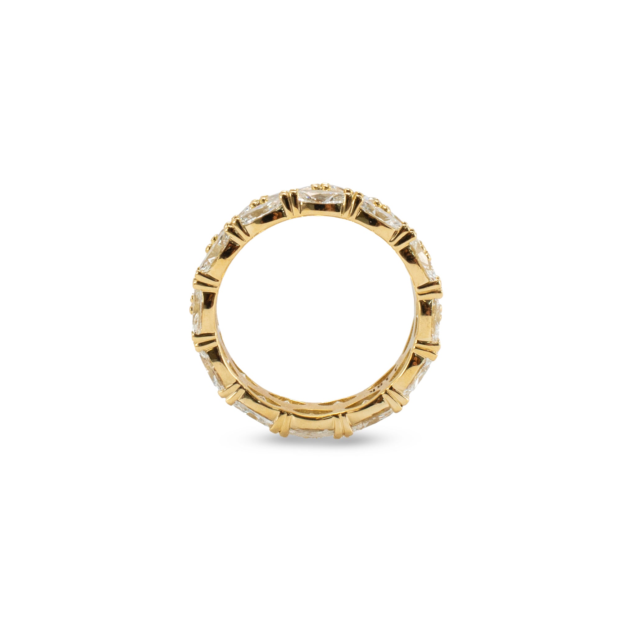 18K Yellow Gold 4.84ct Oval Lab Diamond North South Double Eternity Band Ring