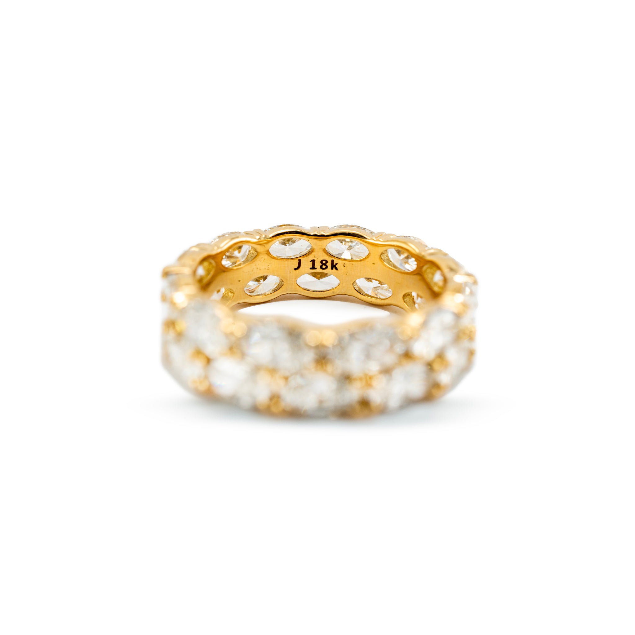 18K Yellow Gold 4.84ct Oval Lab Diamond North South Double Eternity Band Ring