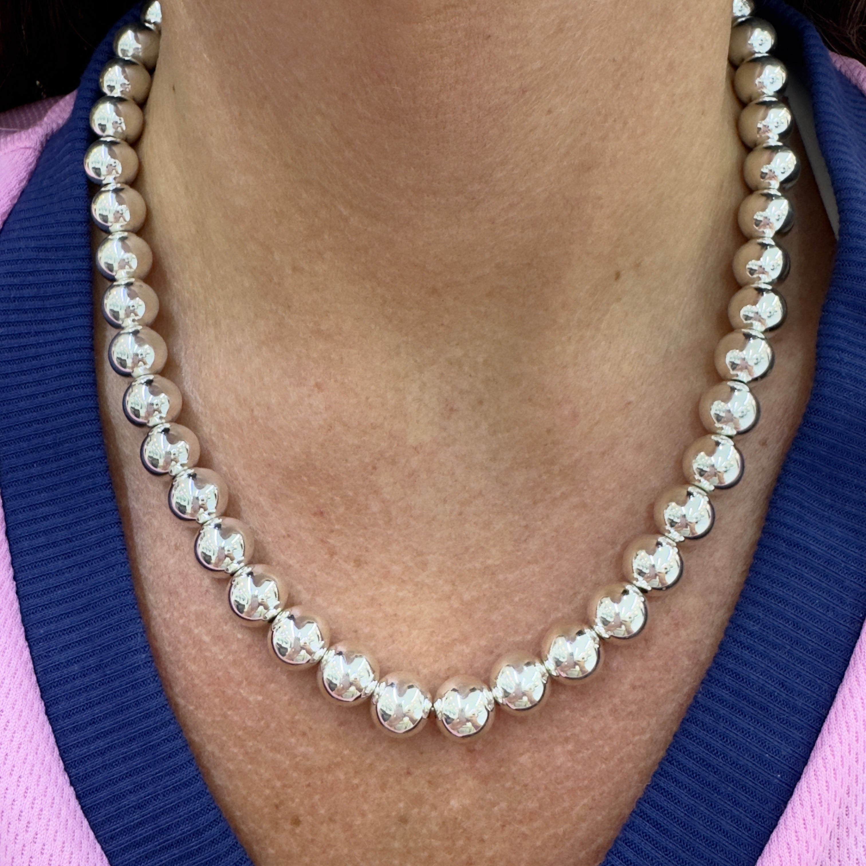 Tiffany & Co. Tiffany Hardwear 925 Sterling Silver Graduated Ball Bead Necklace
