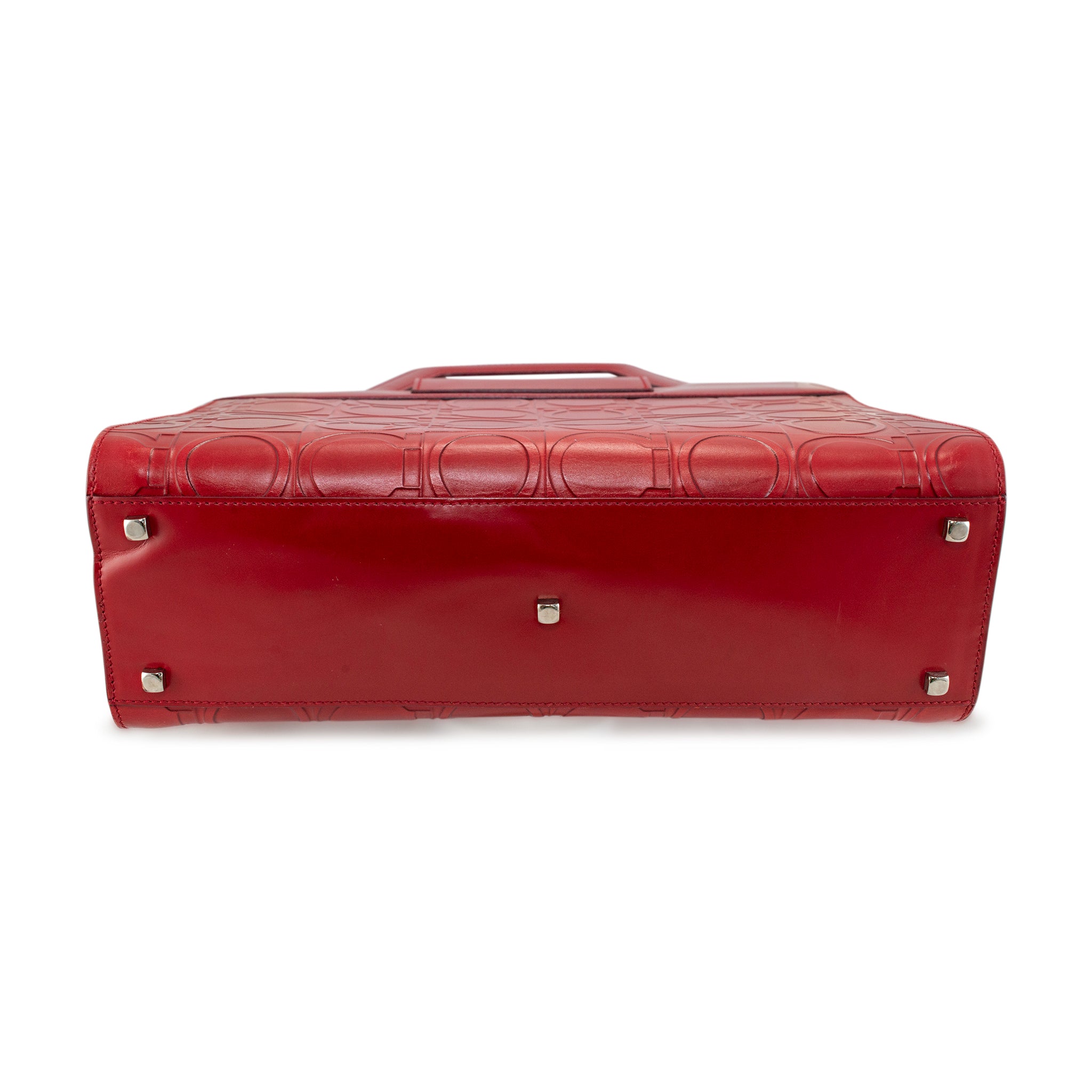 Vintage Salvatore Ferragamo Gancini Bw-21 1858 Red Leather Top Handle Handbag