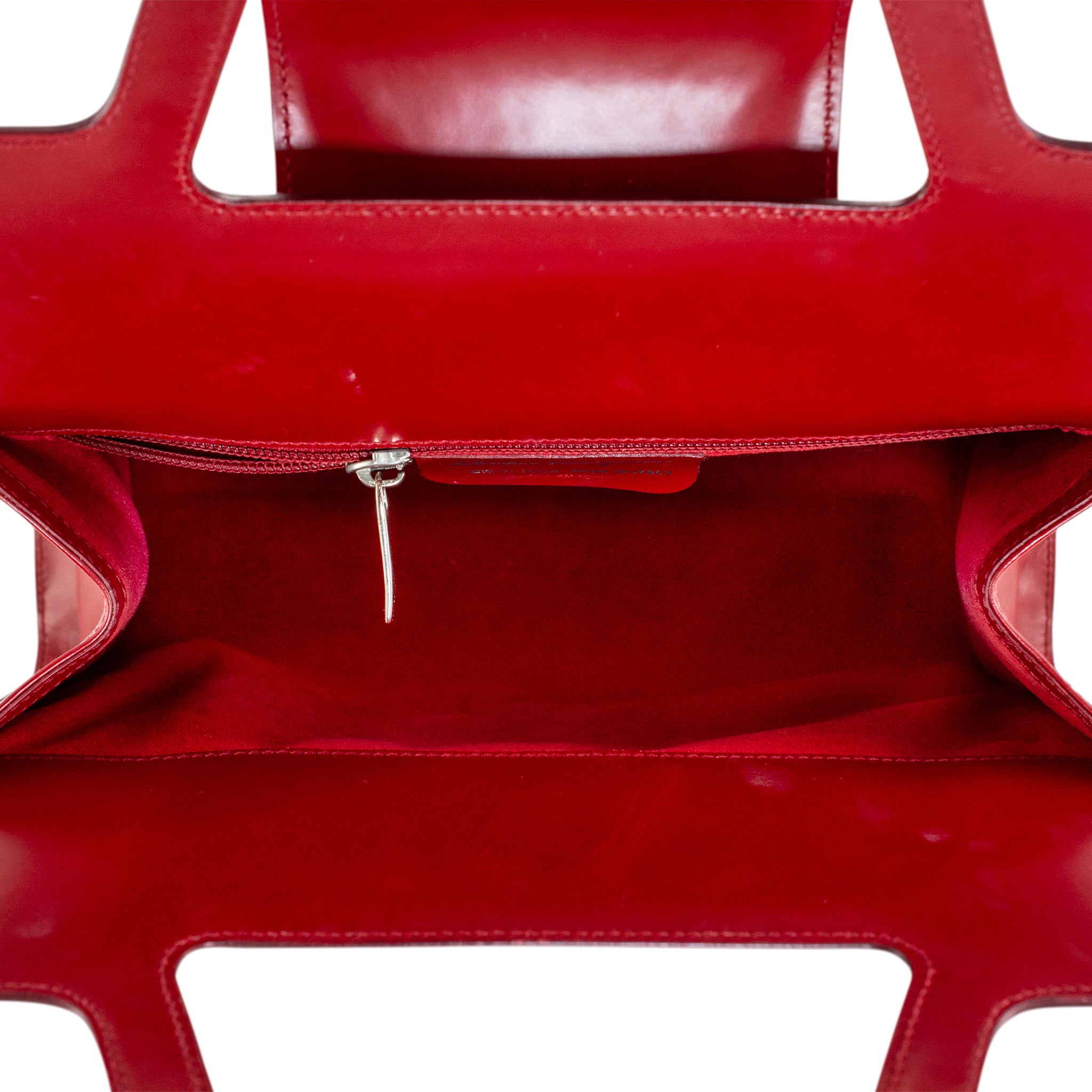 Vintage Salvatore Ferragamo Gancini Bw-21 1858 Red Leather Top Handle Handbag