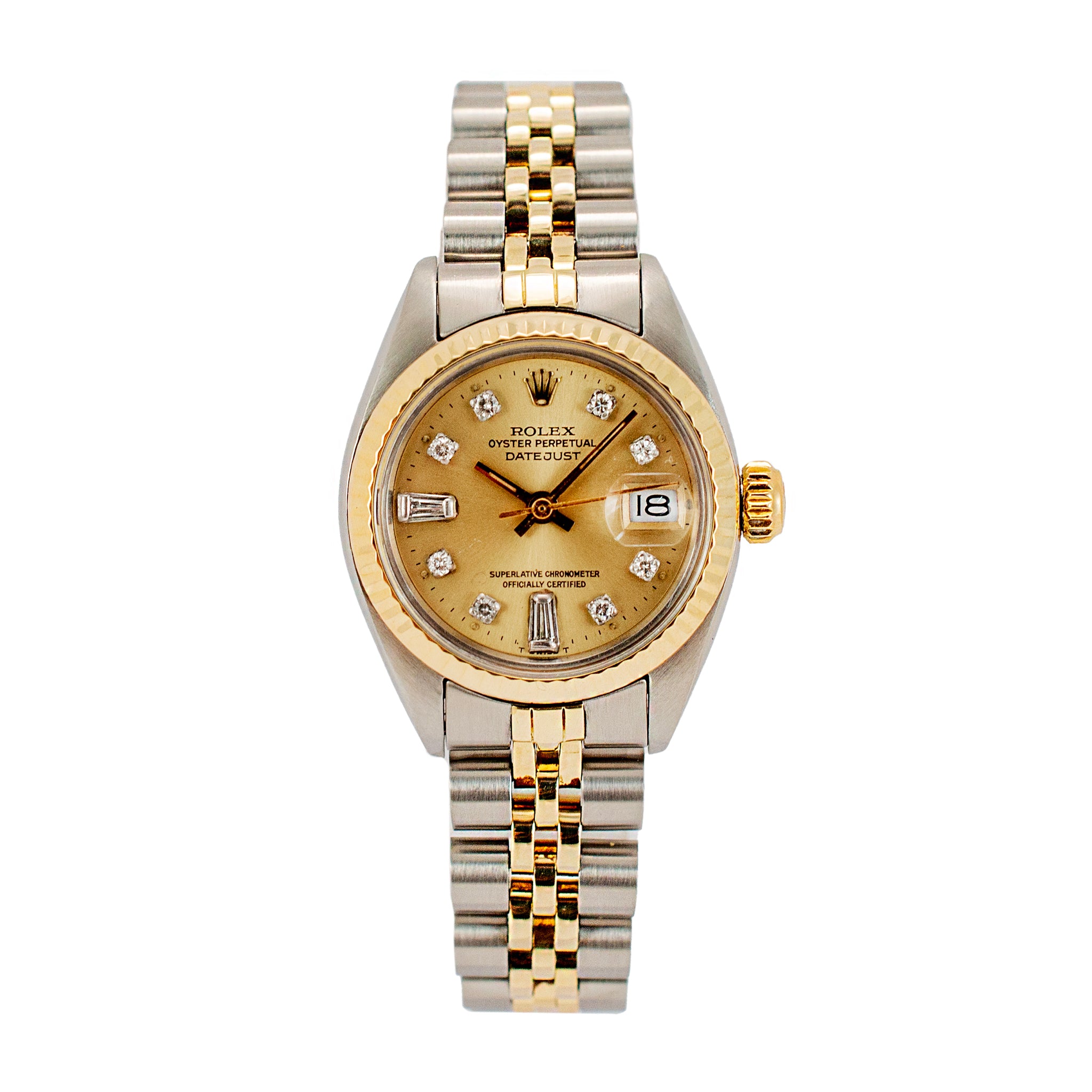 Rolex Lady Datejust 26MM 6917 Diamond Jubilee Fluted Yellow Gold Steel Watch