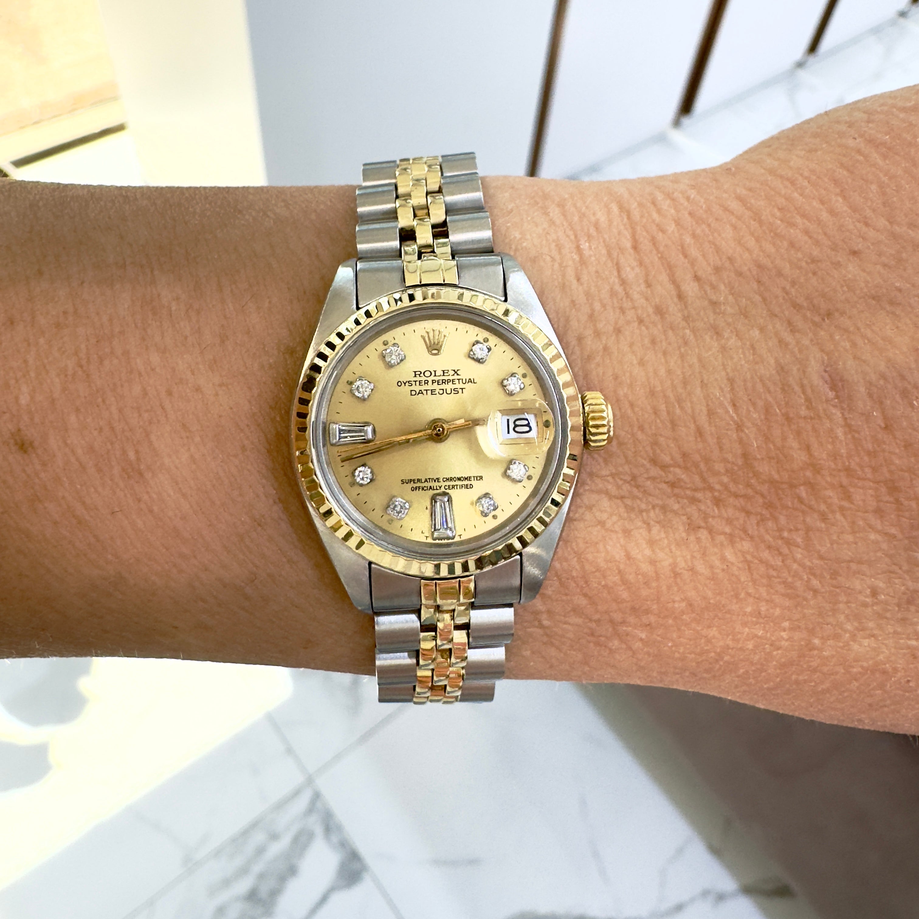 Rolex Lady Datejust 26MM 6917 Diamond Jubilee Fluted Yellow Gold Steel Watch