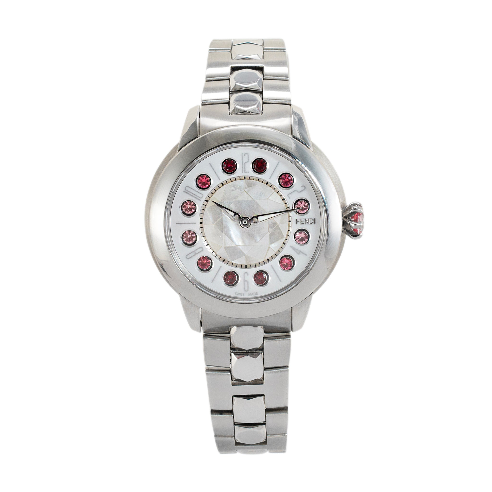 Fendi Ishine 33MM F121024500T01 Mother of Pearl Mosaic Dial Steel Quartz Watch