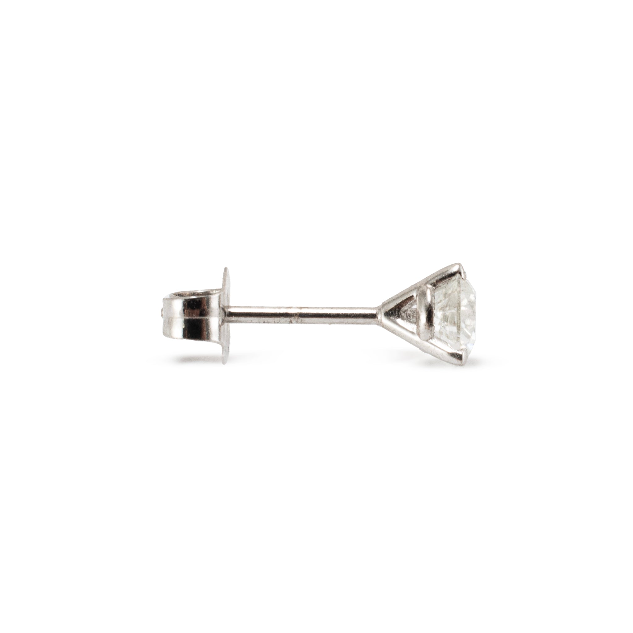 14K White Gold 0.50 CT Round Diamond 3-Prong Martini Set Petite Stud Earrings
