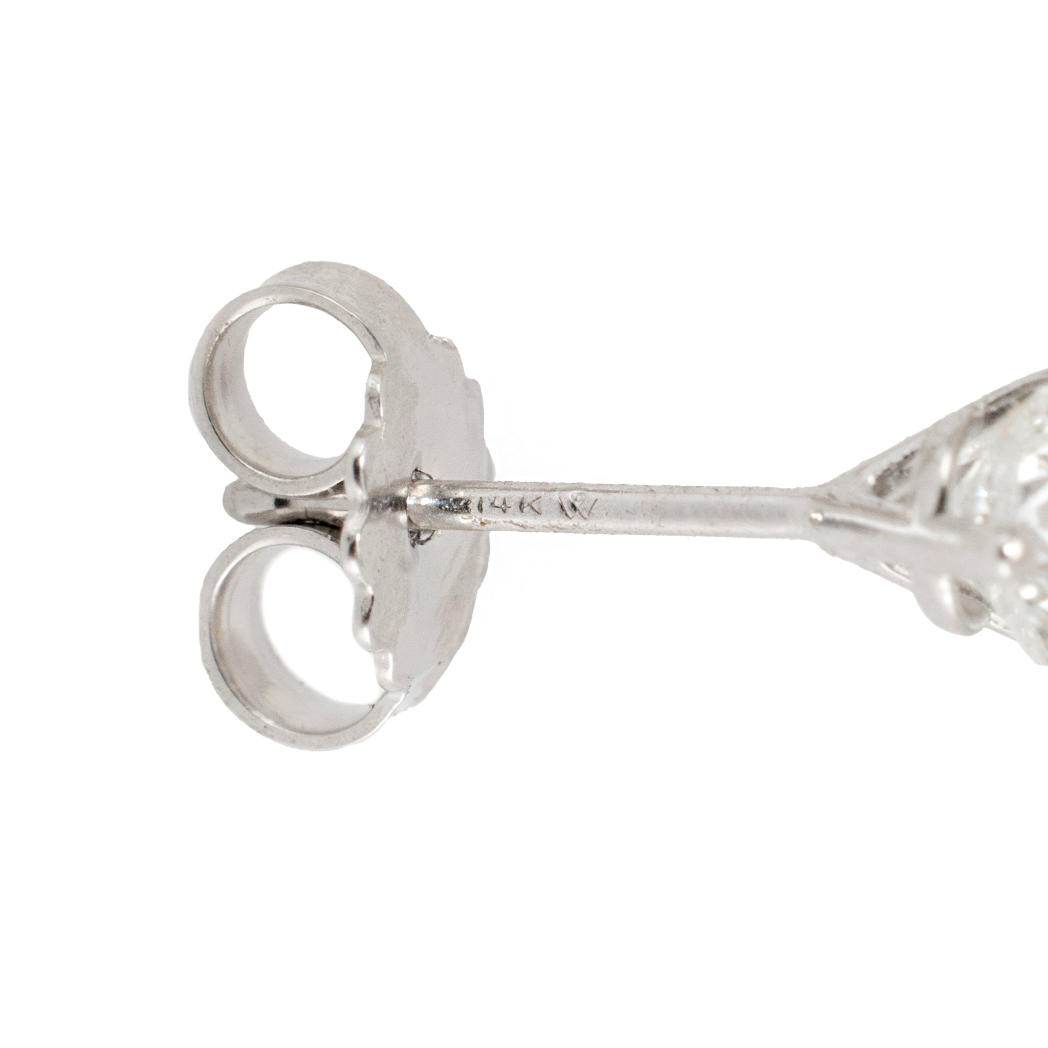 14K White Gold 0.50 CT Round Diamond 3-Prong Martini Set Petite Stud Earrings