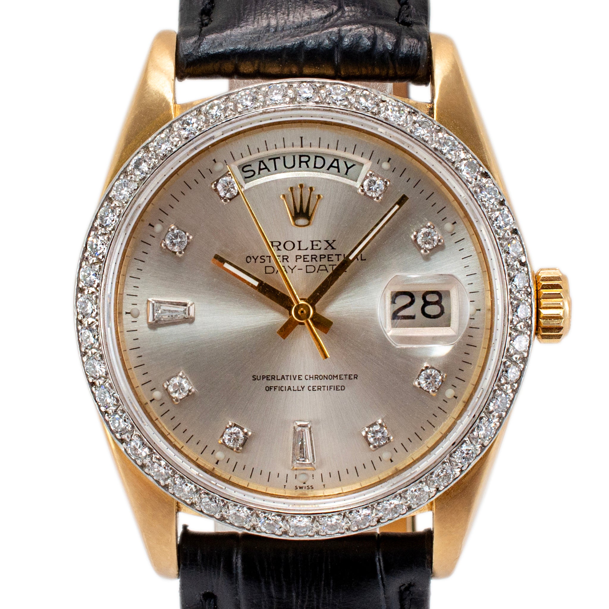 1978 Rolex Day-Date 36MM 18048 18K Yellow Gold Diamond Dial and Bezel Watch