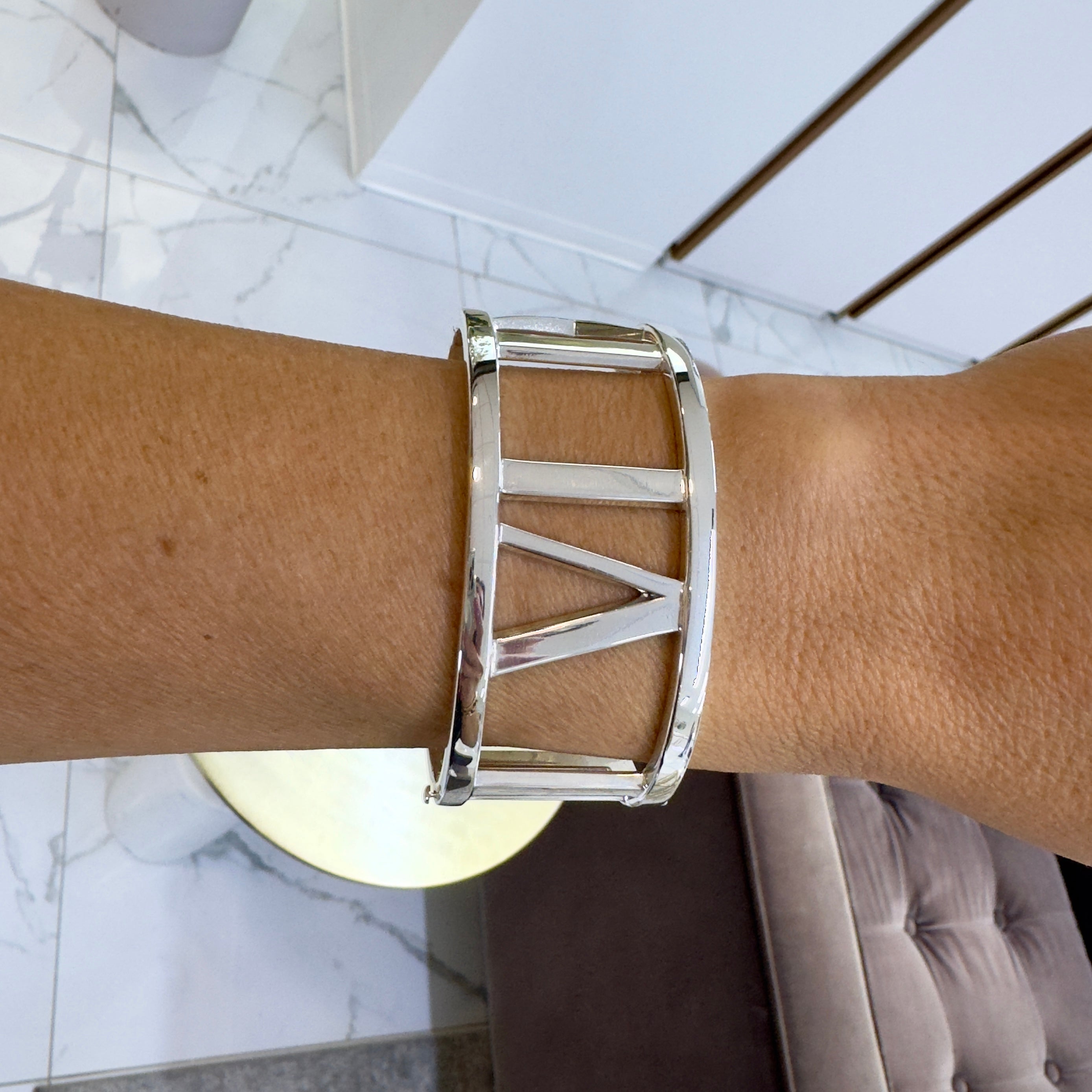 Tiffany & Co. Atlas Collection AG 925 Sterling Silver Wide Roman Bangle Bracelet