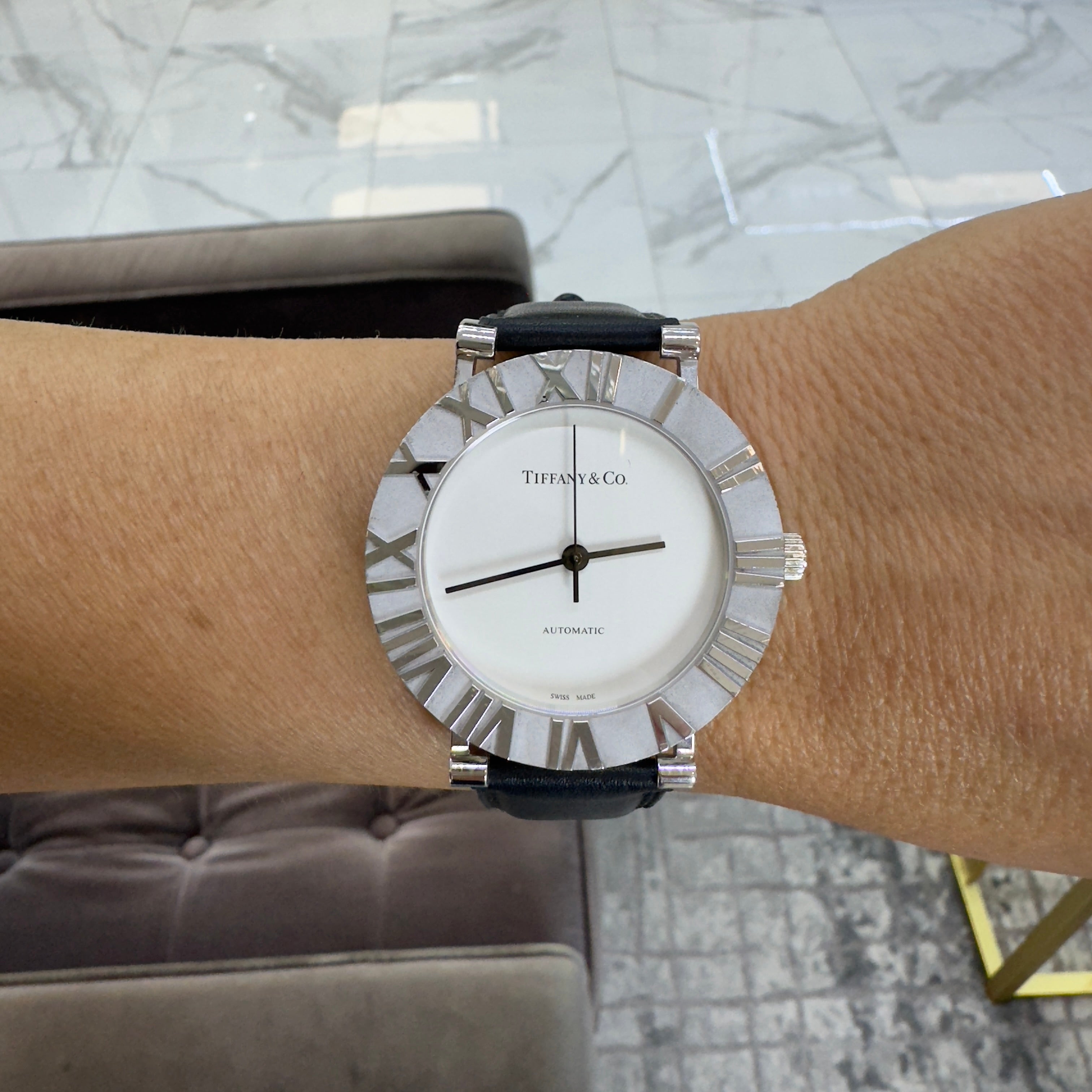 Tiffany & Co. Atlas 39MM TIF270985 Sterling Silver White Dial Automatic Watch