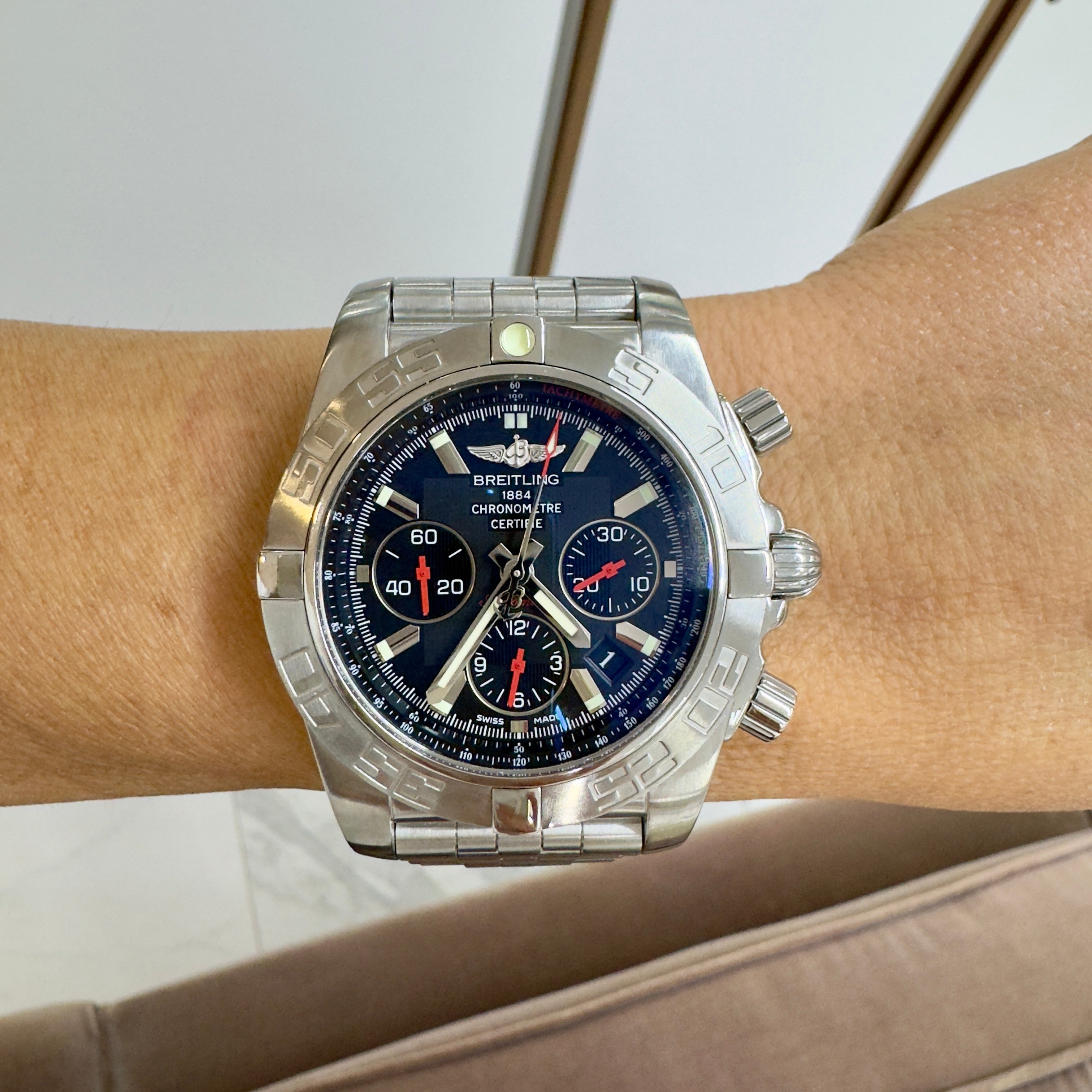 Breitling Chronomat 44MM AB0111 Automatic Black Dial Stainless Steel Watch