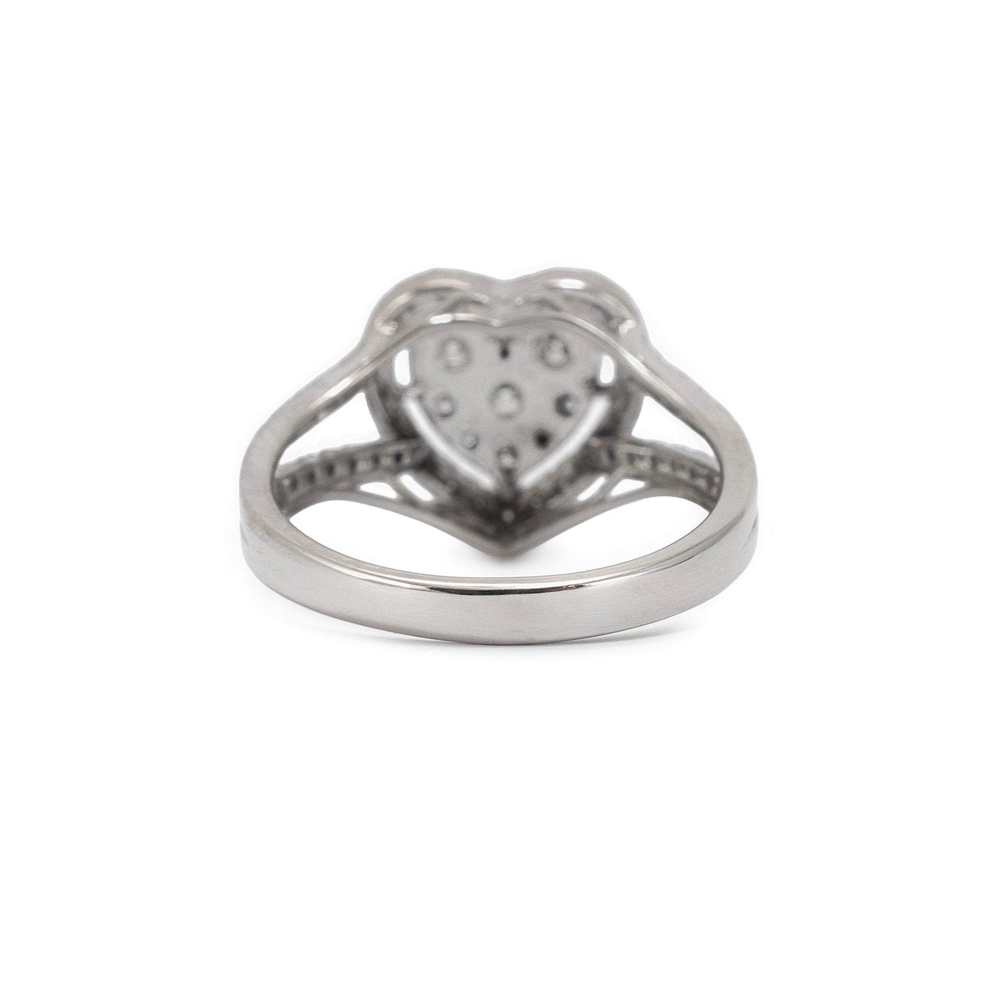 14K White Gold 1.00ct Lab Grown Diamond Heart Shape Cluster Engagement Ring