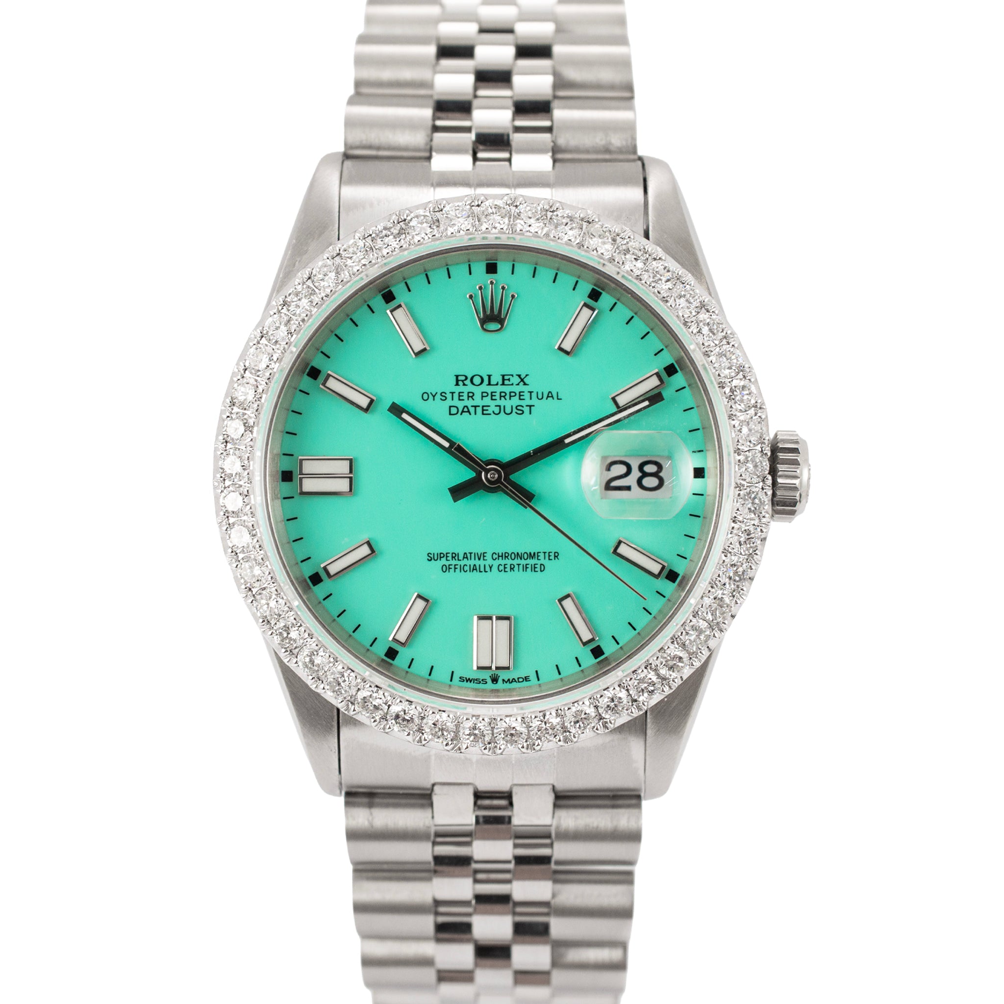 ROLEX ロレックス　シルバーメタルキーホルダー Rolex Datejust stainless steel Diamond Watch | DJP Jewelers