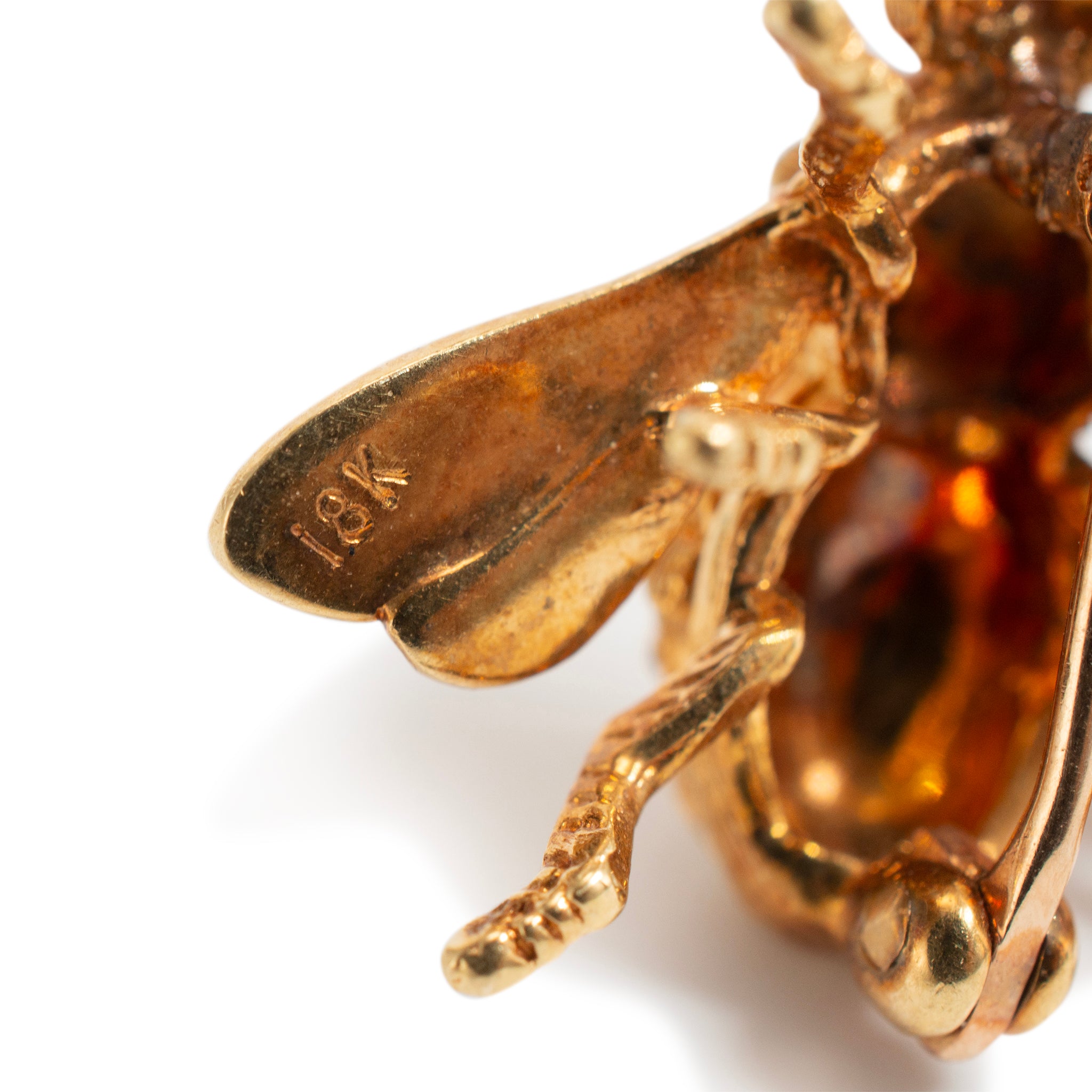 Vintage Herbert Rosenthal 18K Yellow Gold Ruby Eyes Bumble Bee Pin