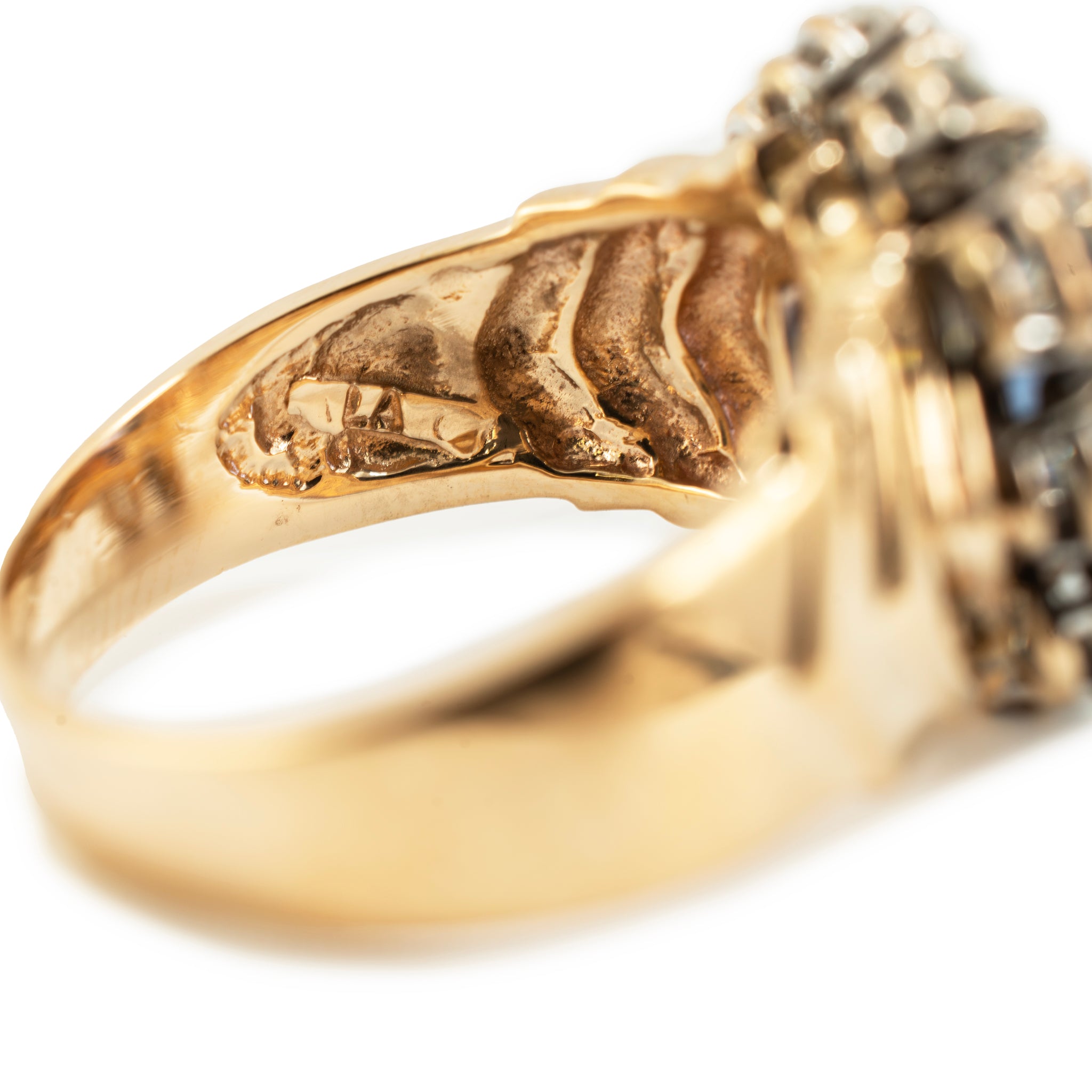 Vintage 14K Yellow Gold 2.88ct Gia Ceylon Sapphire Halo Diamond Cocktail Ring