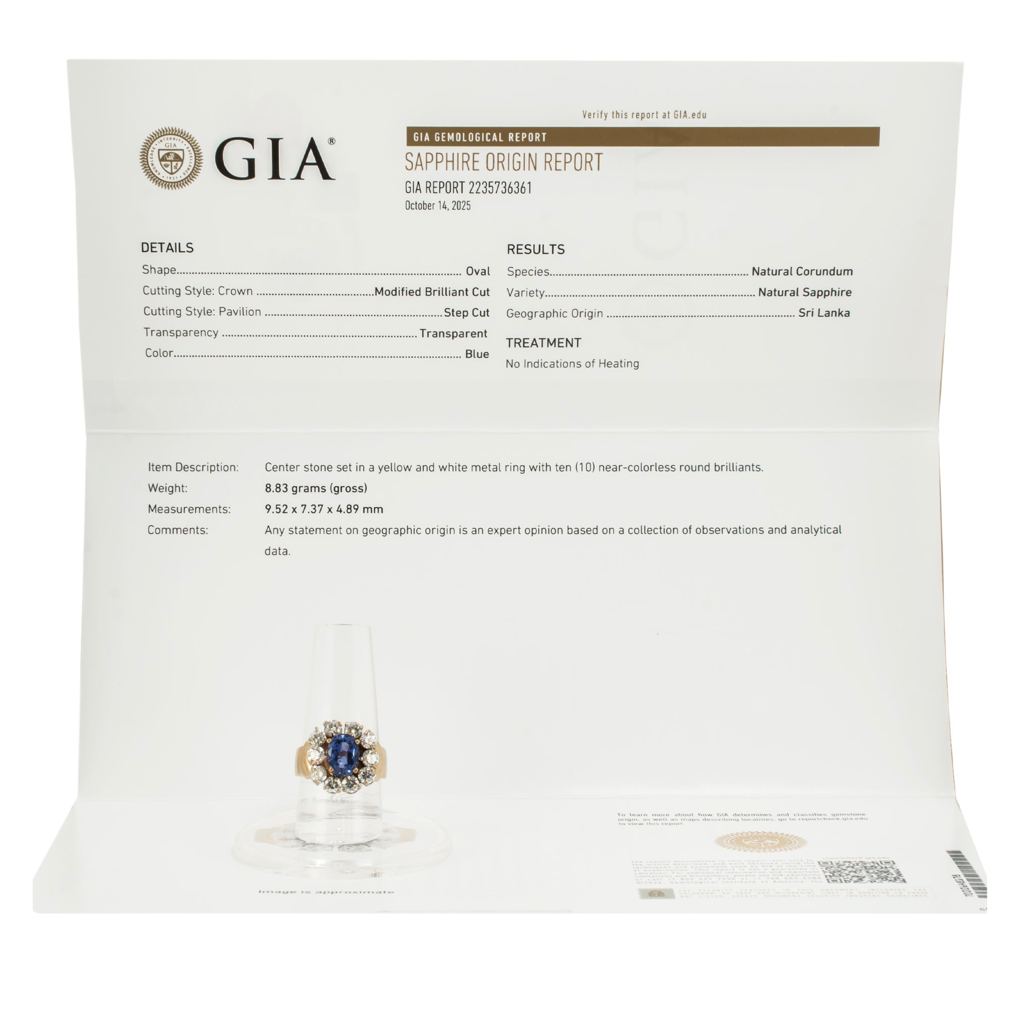 Vintage 14K Yellow Gold 2.88ct Gia Ceylon Sapphire Halo Diamond Cocktail Ring