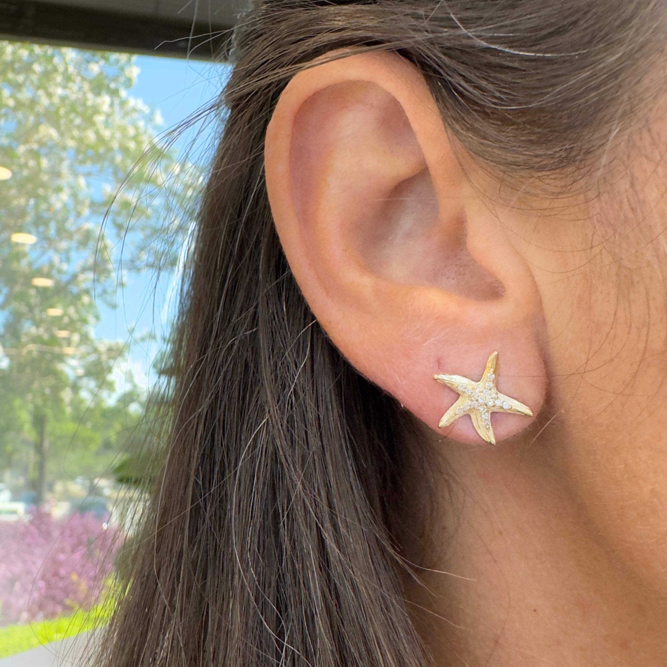 Effy Seaside 14K Yellow Gold Diamond Starfish Stud Earrings
